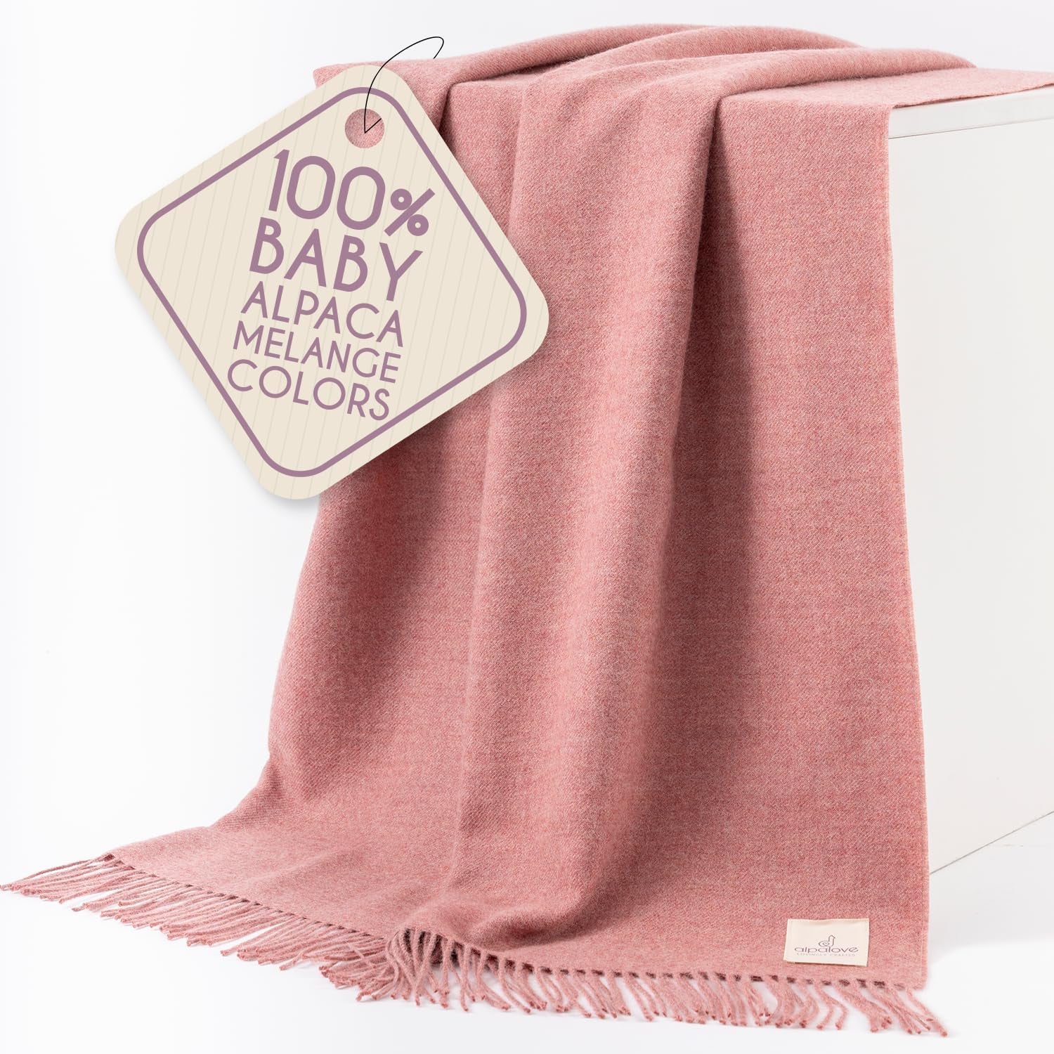 Alpaca Wool Throw Blanket – Herringbone Design