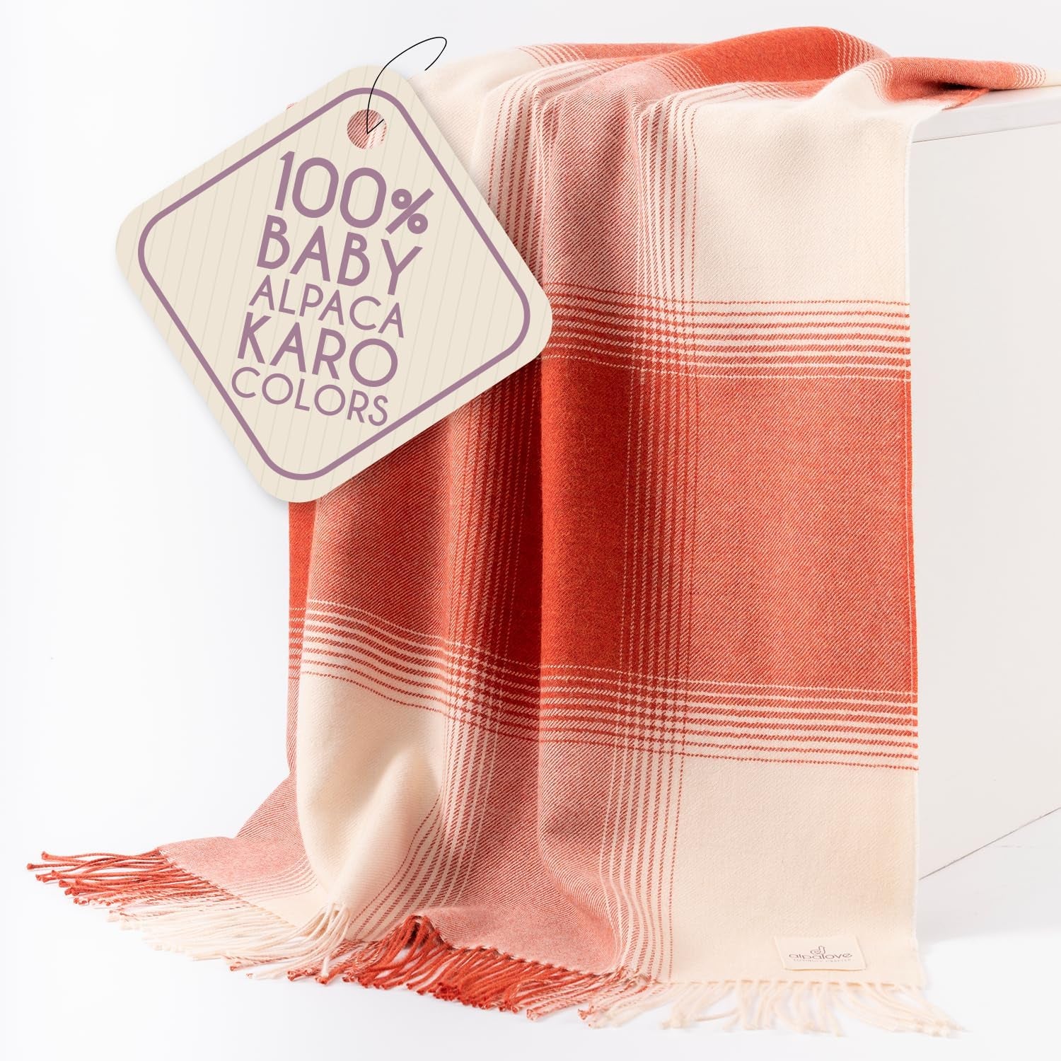 Alpaca Wool Throw Blanket – Herringbone Design