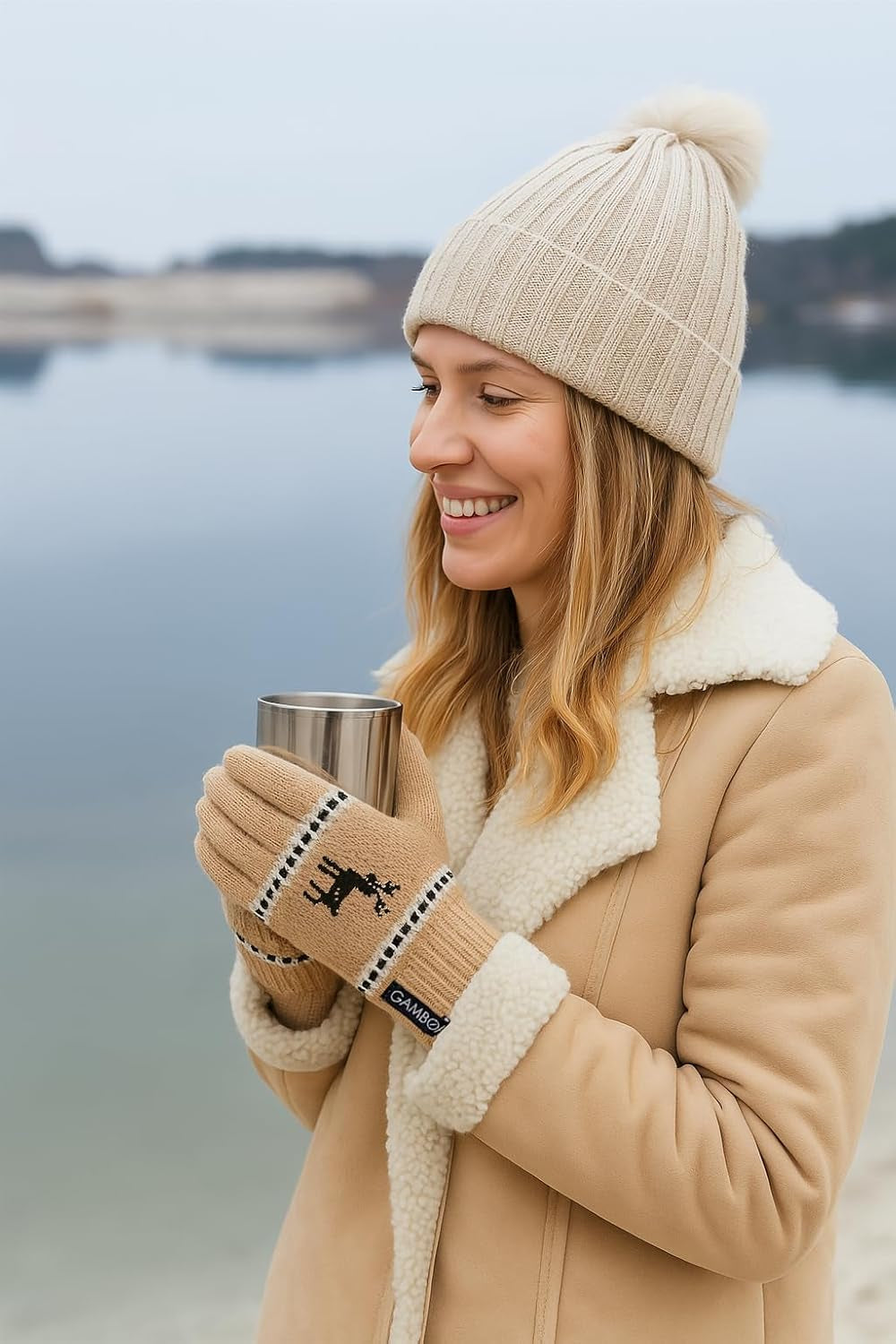 Alpaca Wool Gloves for Women Winter Knit Mittens for Womens