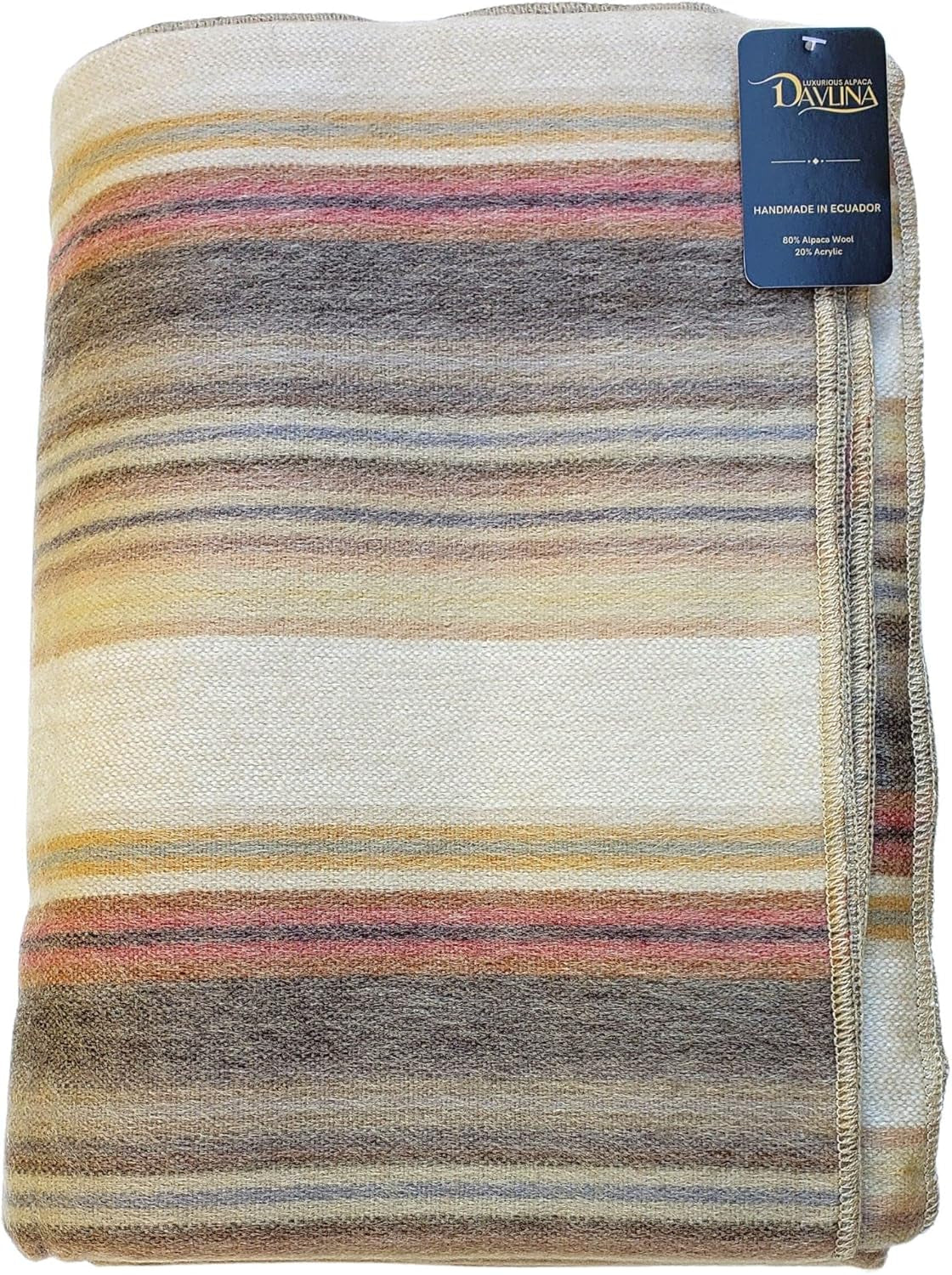 Alpaca Wool Throw Blanket – Queen, Beige-Brown