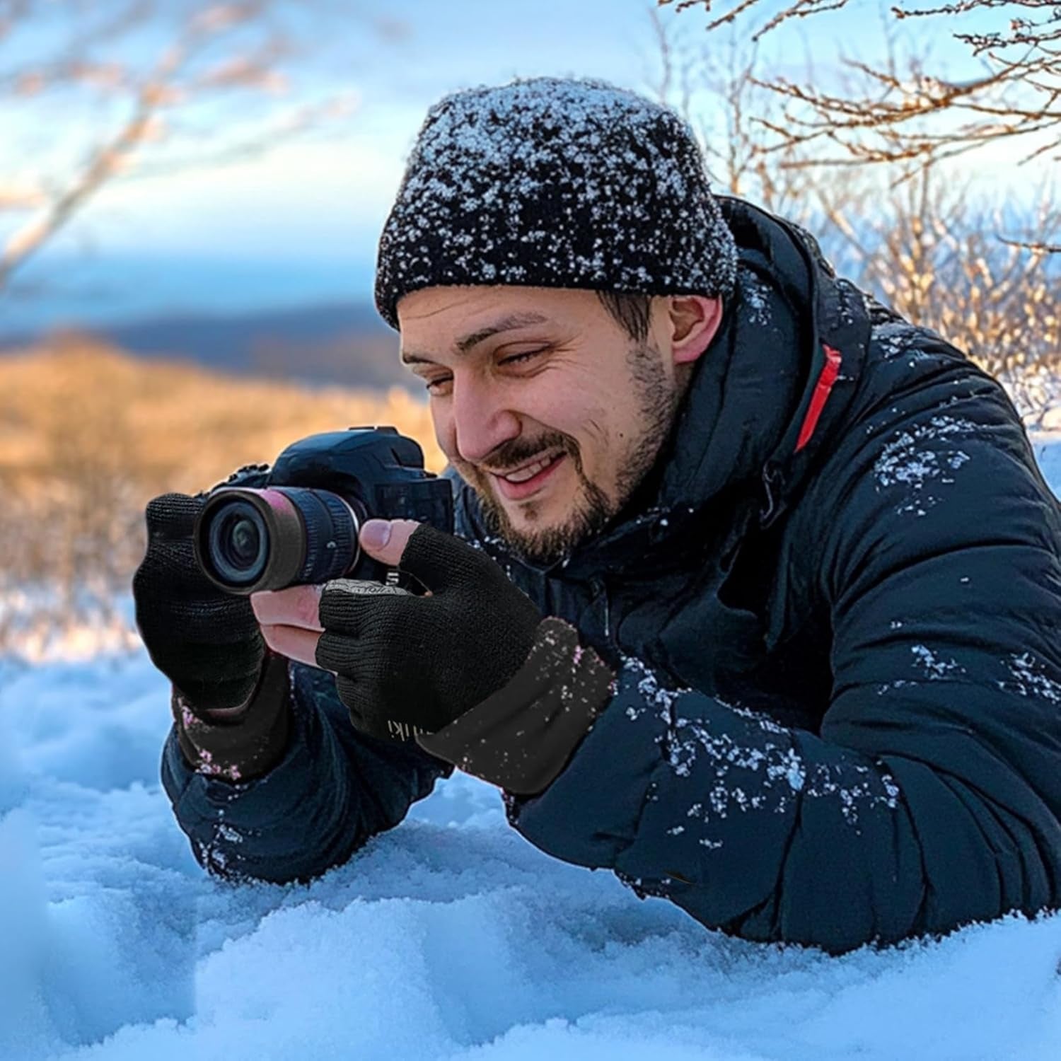 Merino Fingerless Gloves – Winter Design