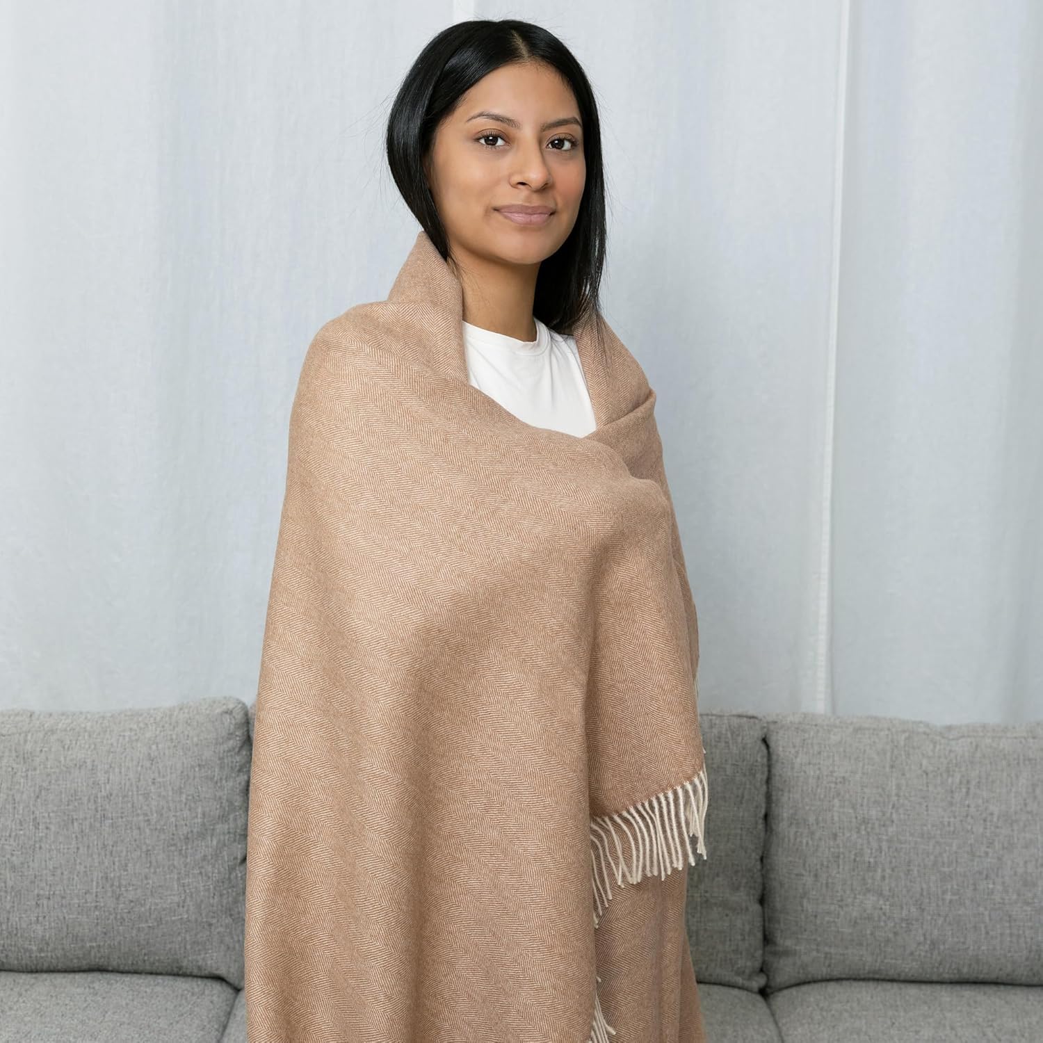 Alpaca Wool Throw Blanket – Chocolate Design