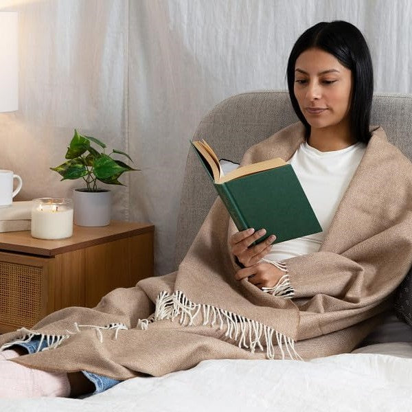 Alpaca Wool Throw Blanket – Chocolate Design