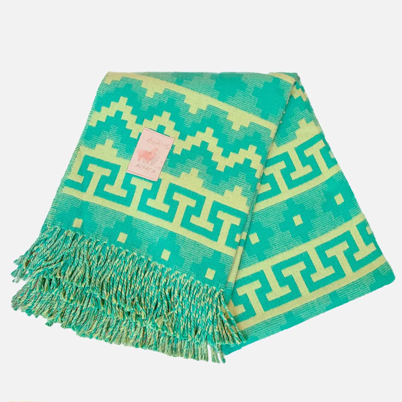 Alpaca Sofa Throw – Green Boho