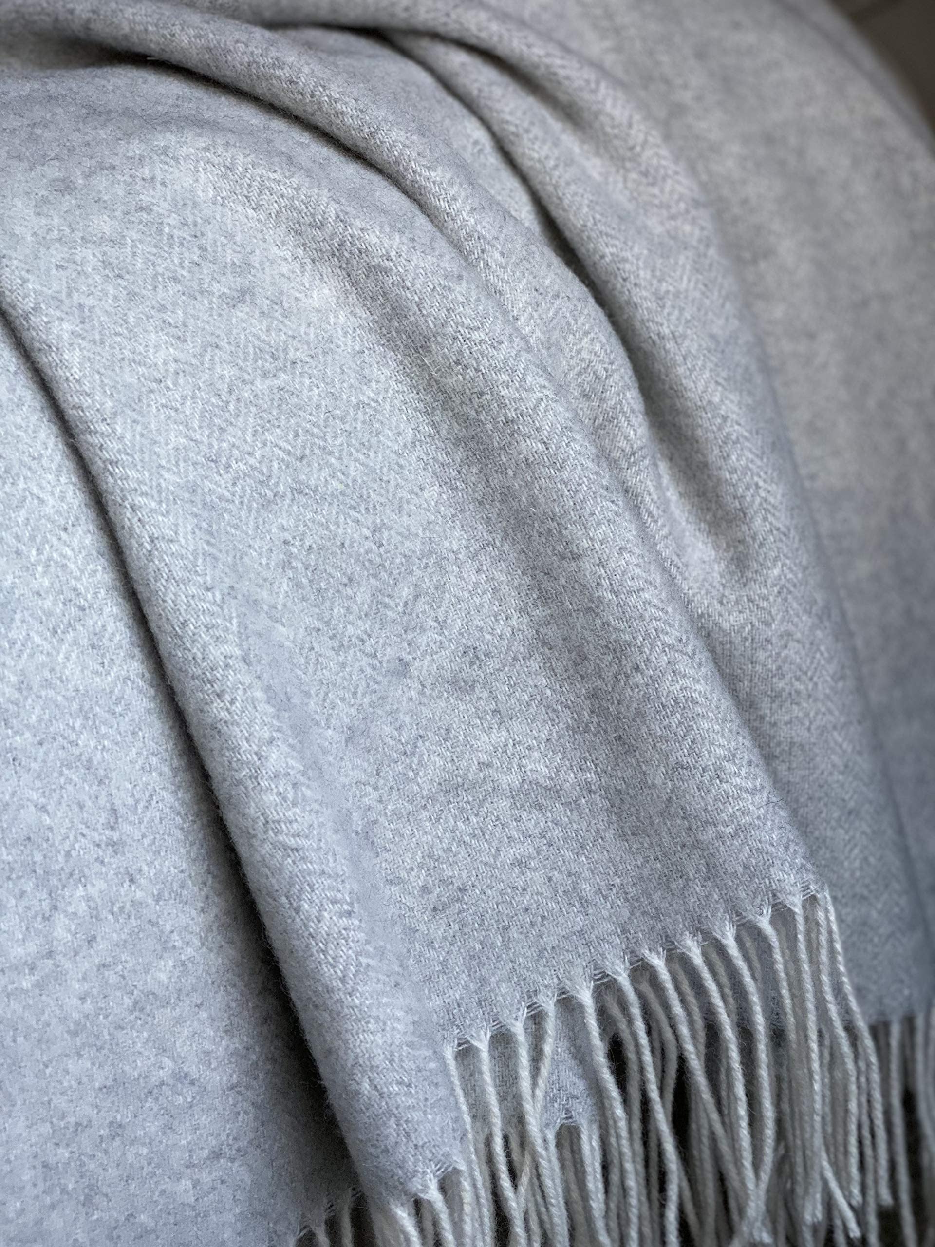 Merino Throw Blanket - Oversized Herringbone