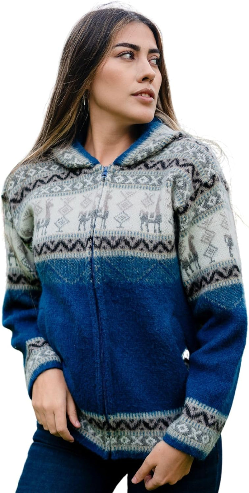 Alpaca Knit Sweater – Classic Fit, Soft Blue