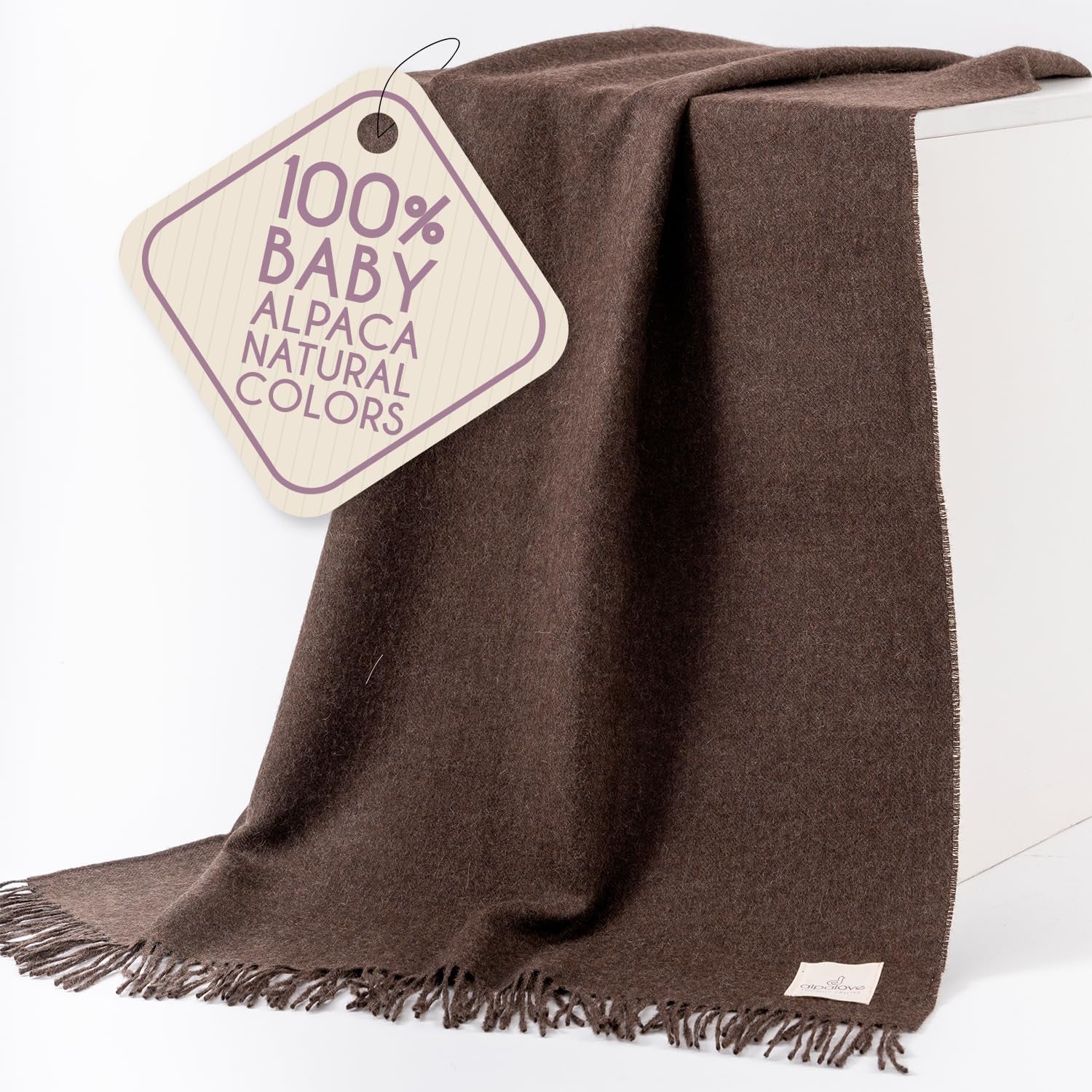 Alpaca Wool Throw Blanket – Herringbone Design