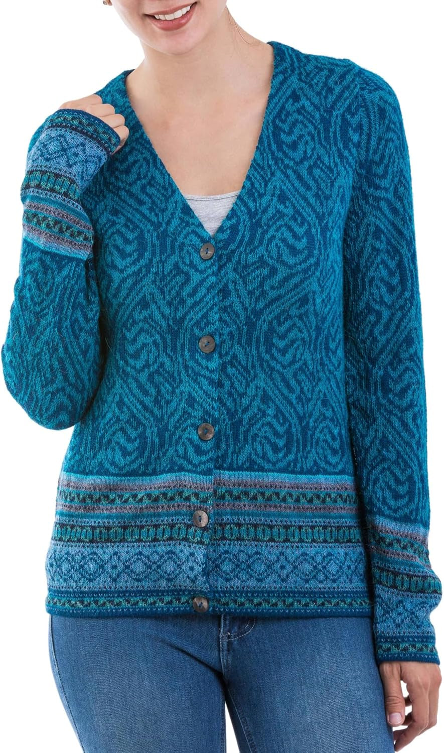 Alpaca Button-Up Sweater – Traditional Style