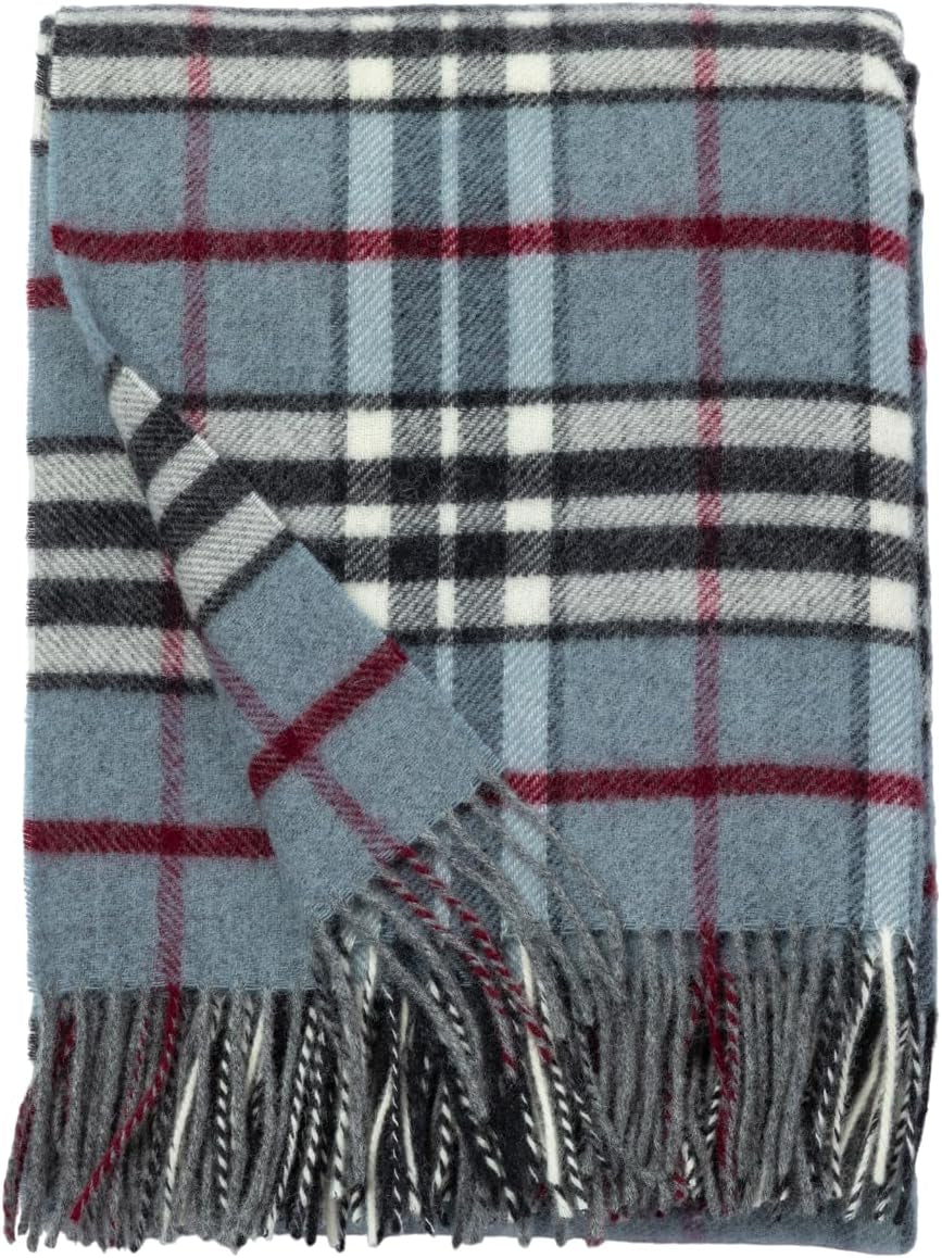 Merino Throw Blanket - Blue Plaid