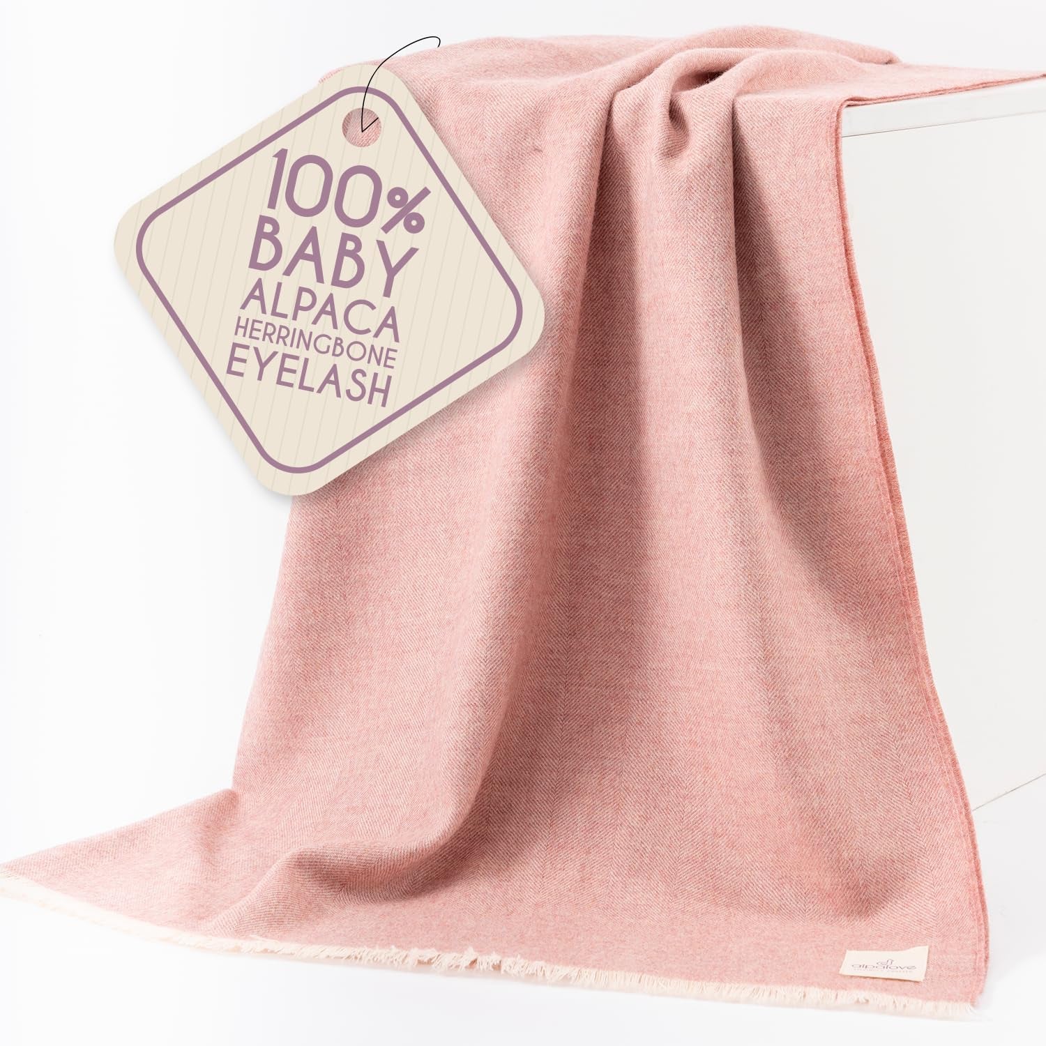 Alpaca Wool Throw Blanket – Herringbone Design