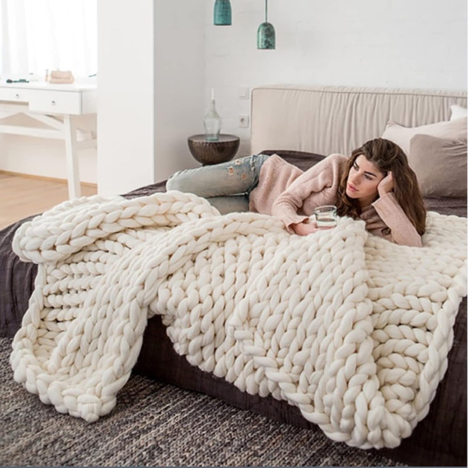 Merino Throw Blanket - Chunky Knit