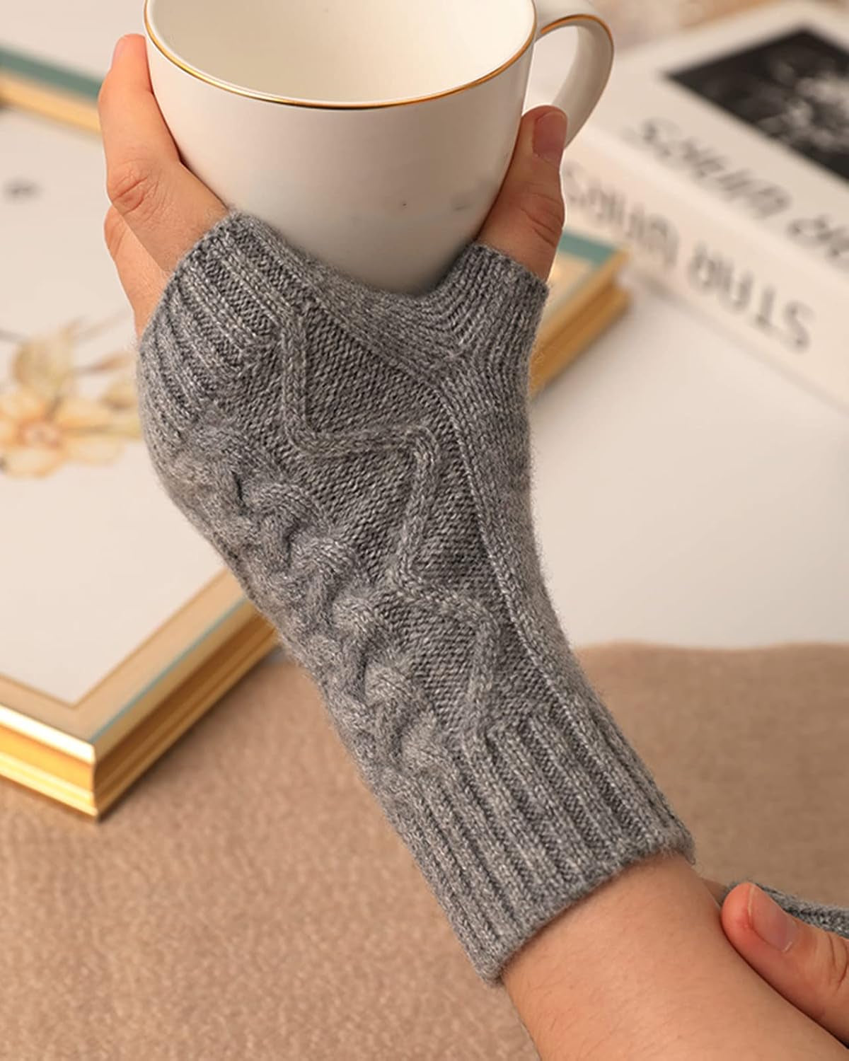 Cashmere Fingerless Gloves – Warm & Soft