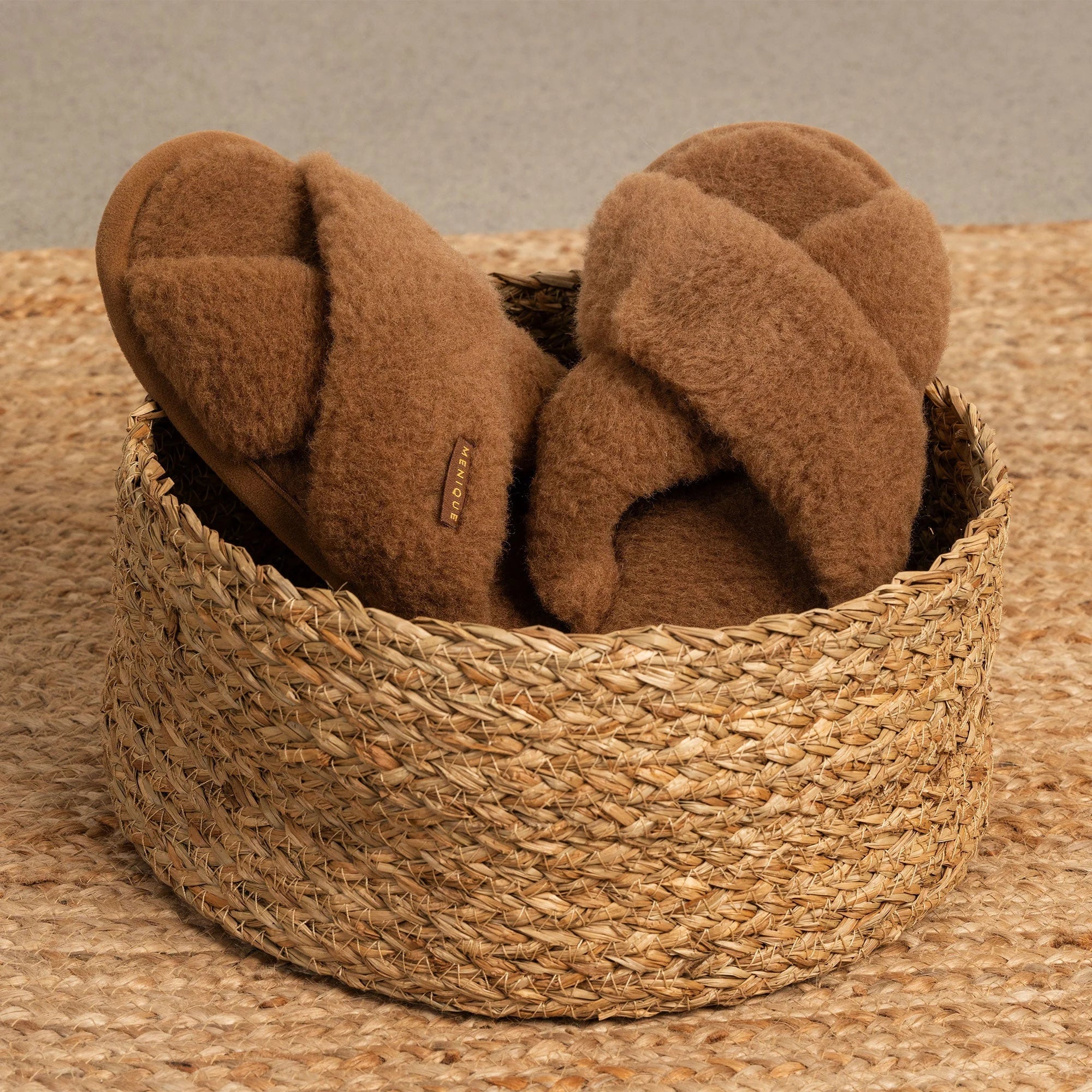 Merino Cross Slippers – Fluffy Camel