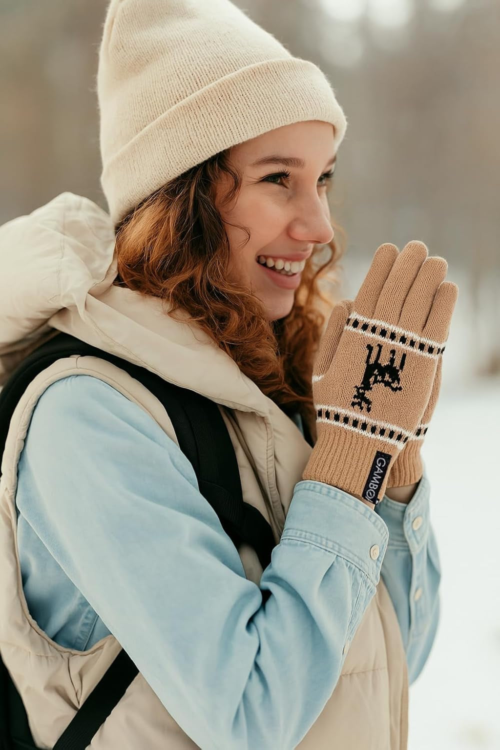 Alpaca Wool Gloves for Women Winter Knit Mittens for Womens