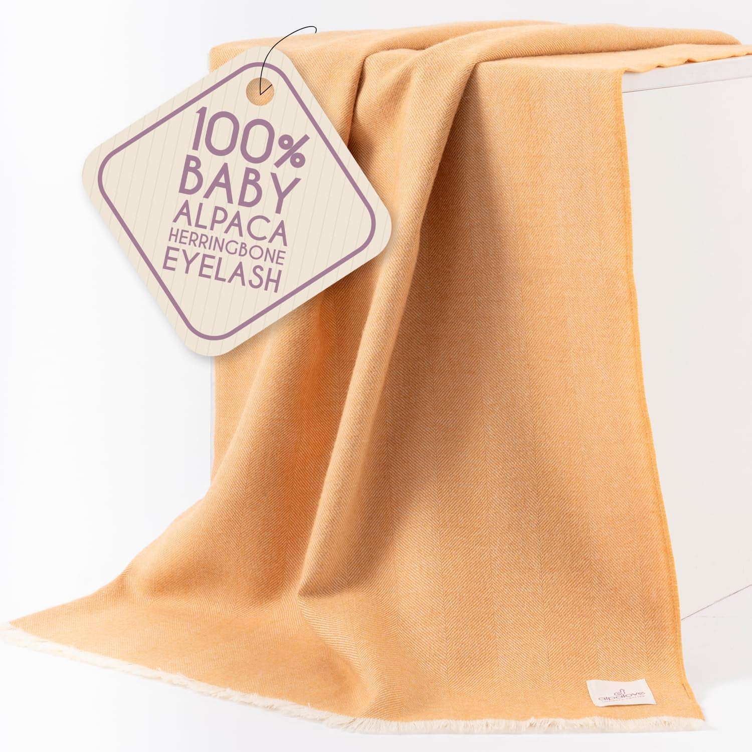 Alpaca Wool Throw Blanket – Herringbone Design