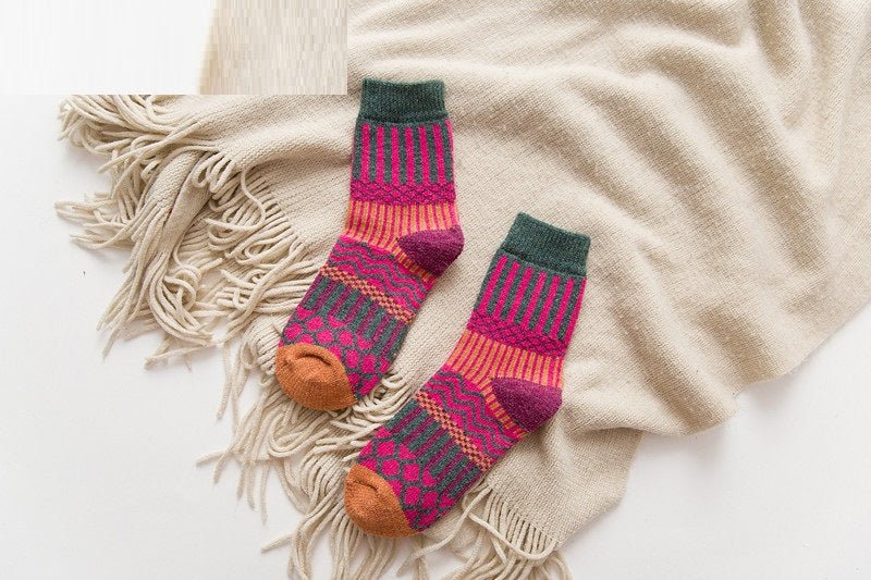 Autumn And Winter Double Needle Thickened Warm Ladies Rabbit Wool Socks - Alpaca House