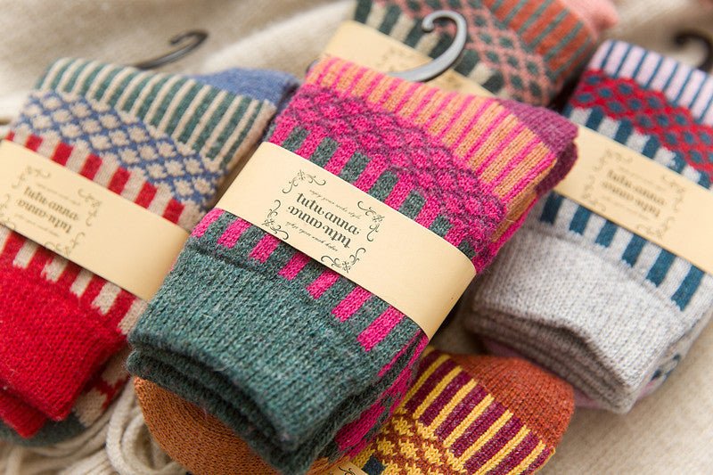 Autumn And Winter Double Needle Thickened Warm Ladies Rabbit Wool Socks - Alpaca House