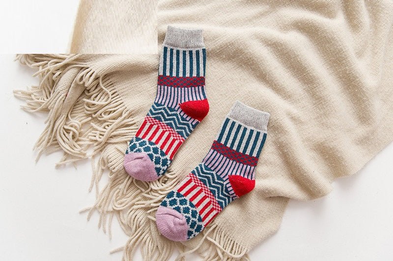 Autumn And Winter Double Needle Thickened Warm Ladies Rabbit Wool Socks - Alpaca House