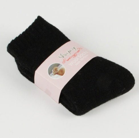 Autumn and winter new ladies rabbit wool socks women's tube socks Terry thick socks warm solid color pull socks - Alpaca House