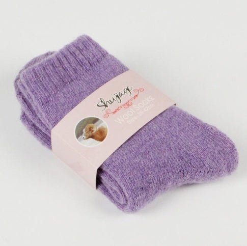 Autumn and winter new ladies rabbit wool socks women's tube socks Terry thick socks warm solid color pull socks - Alpaca House