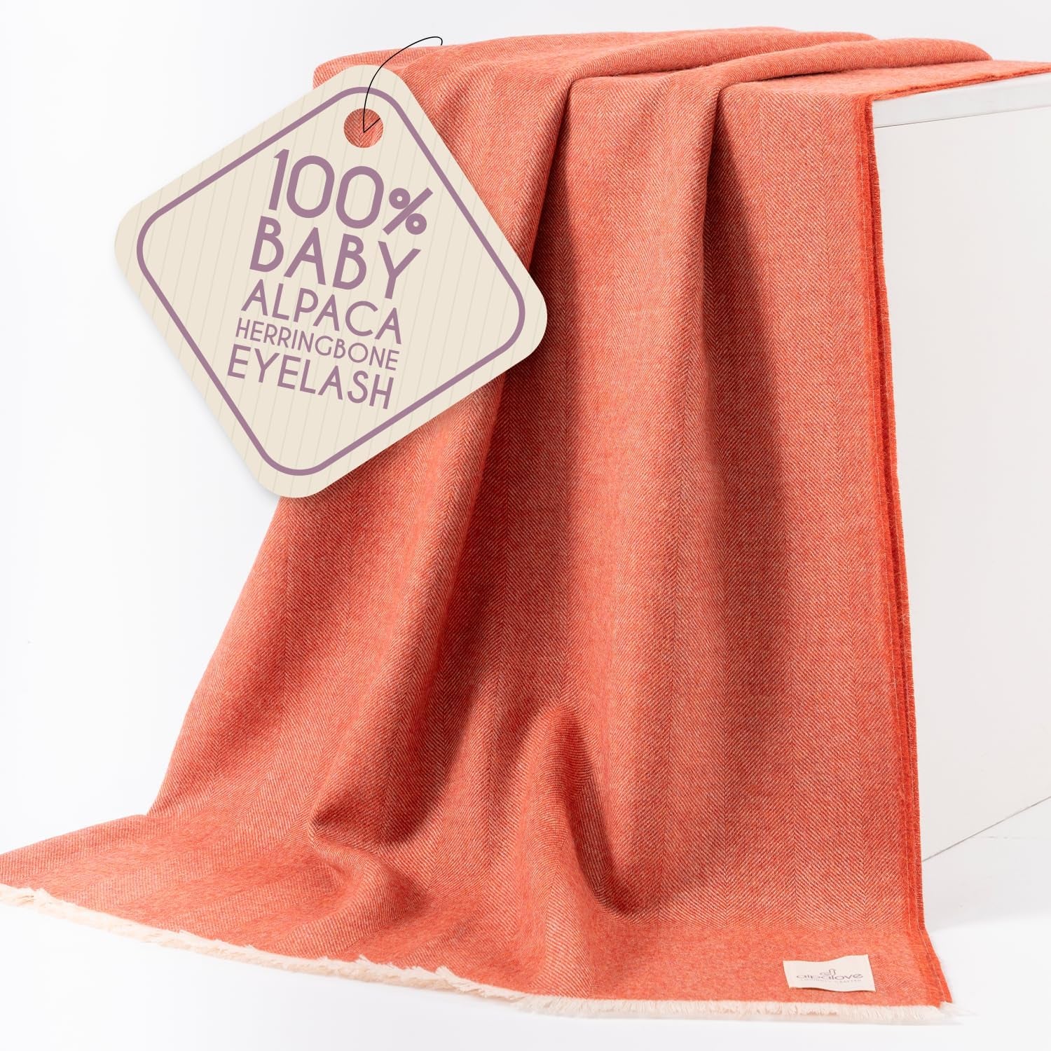 Alpaca Wool Throw Blanket – Herringbone Design