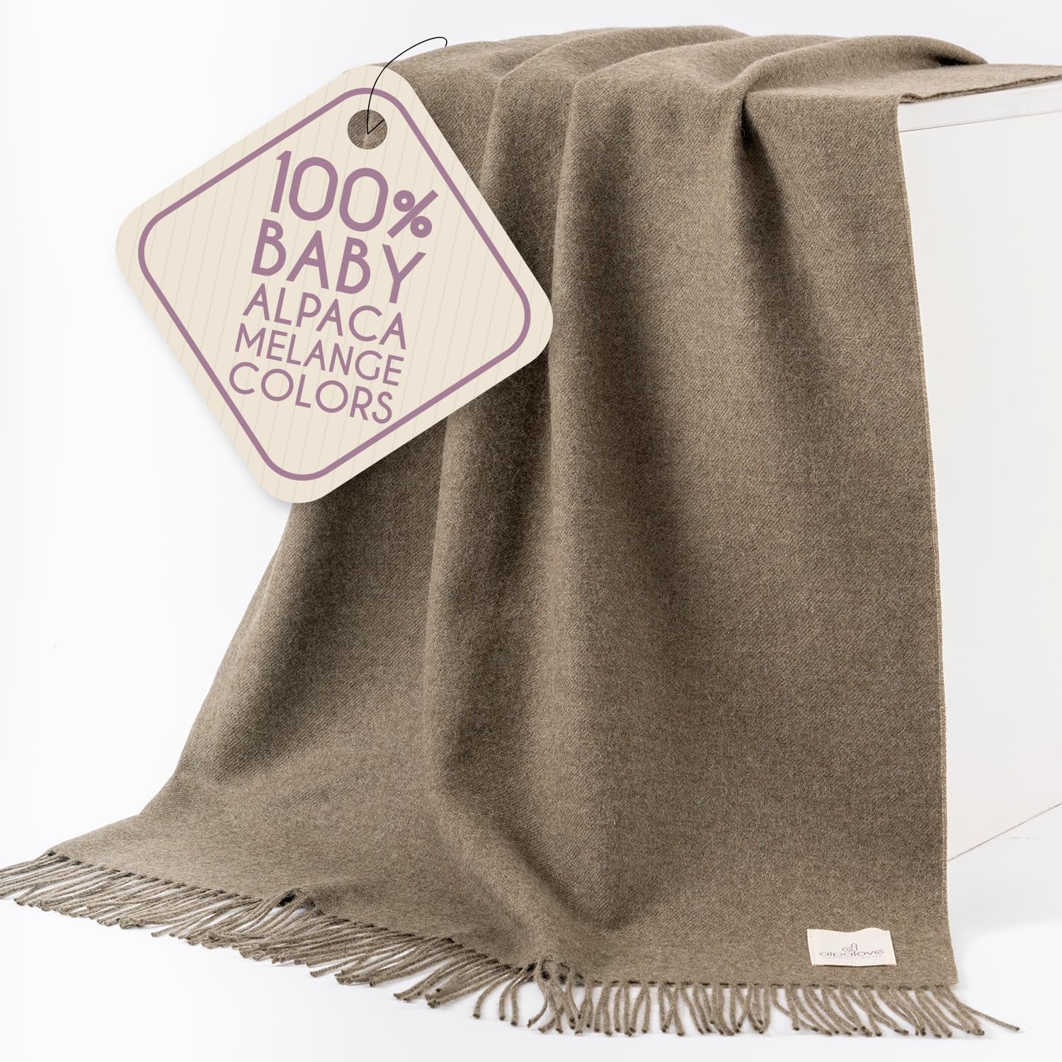 Alpaca Wool Throw Blanket – Herringbone Design