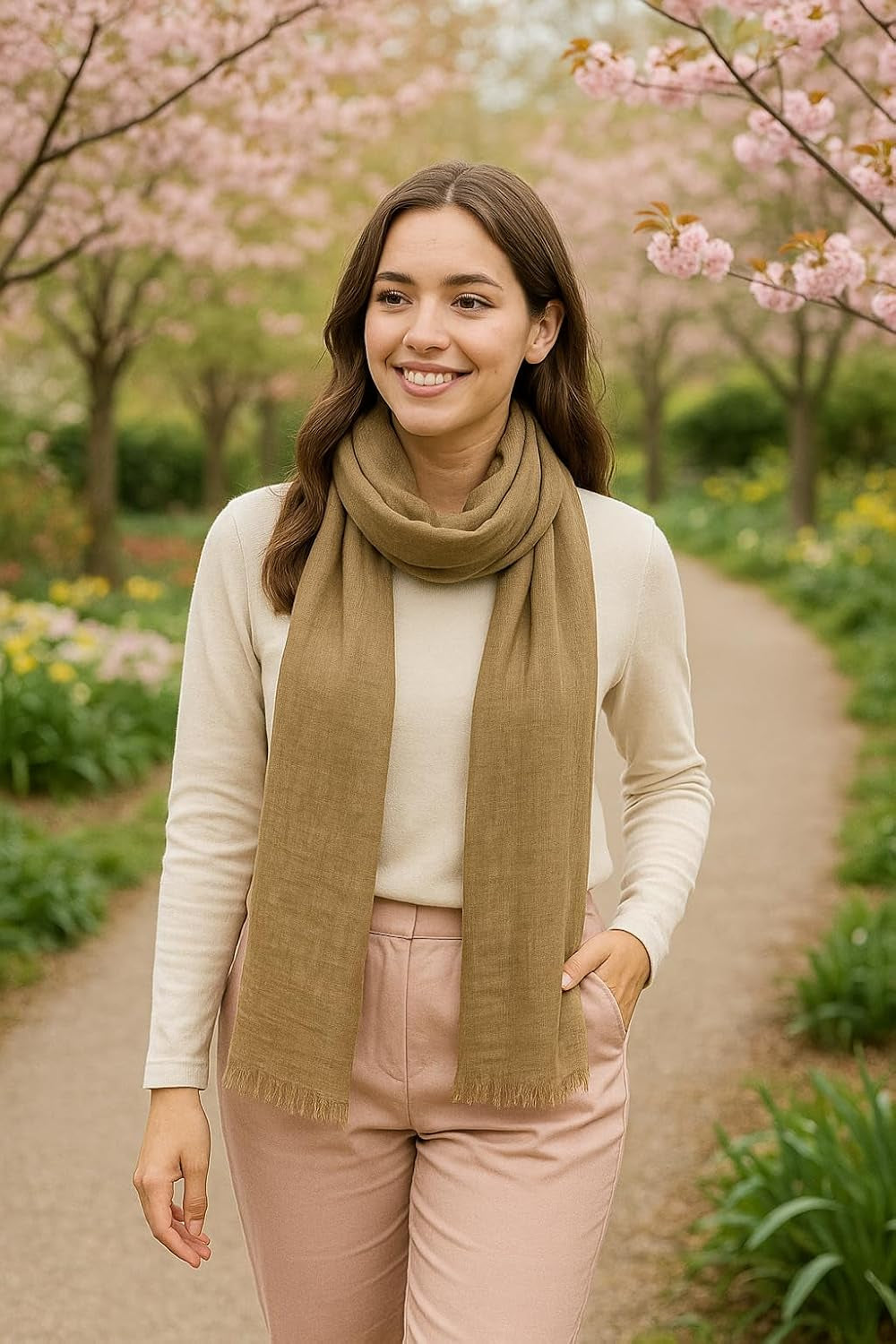 Merino Wool Scarf – Spring Style
