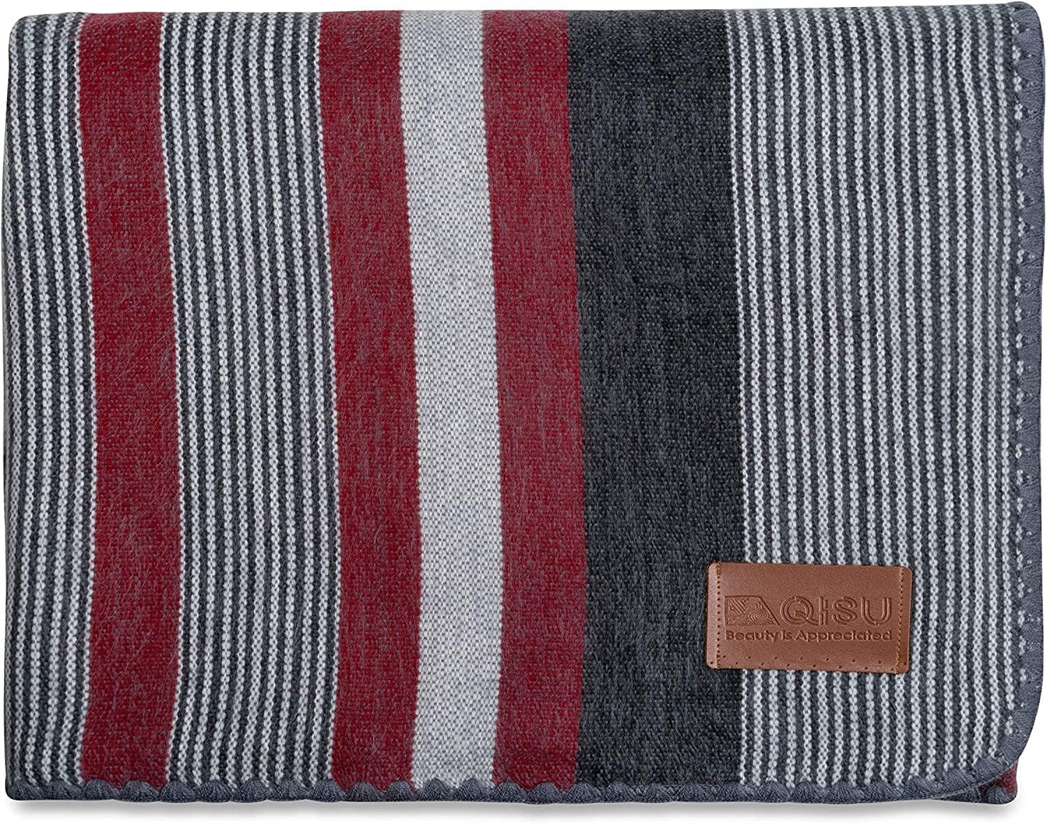 Alpaca Wool Blanket – Sea Foam Stripe