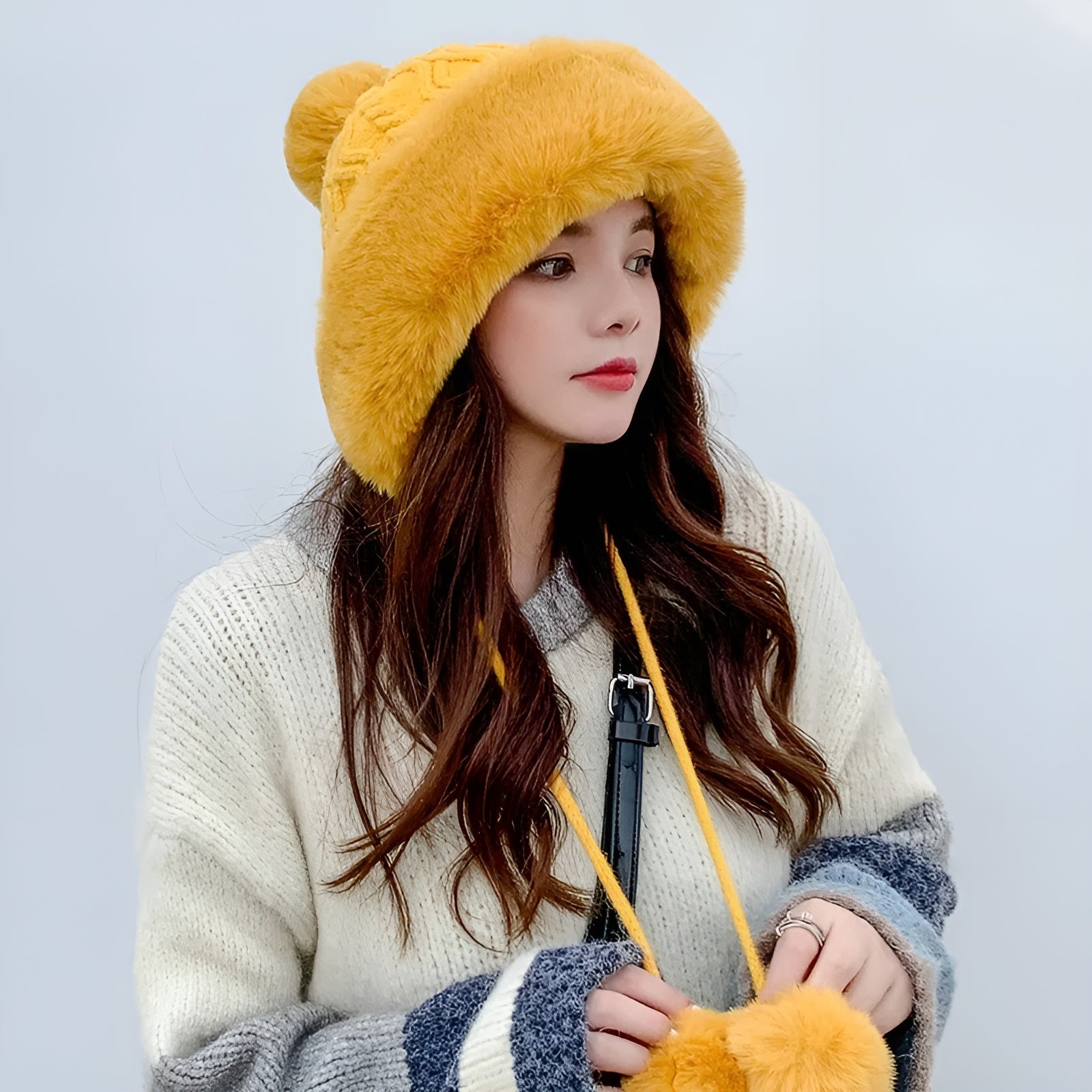 Cotton - Cashmere Knitted Hat Soft Winter Warmth with Triple Pom - Pom Charm - Alpaca House