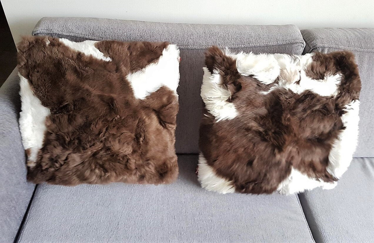 Baby Alpaca Pillow Cover – White & Brown