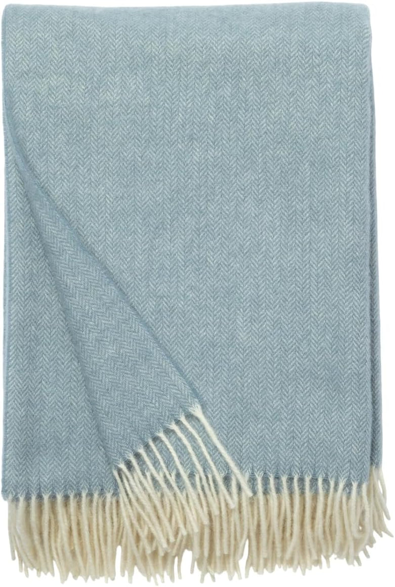 Merino Throw Blanket - Blue Plaid