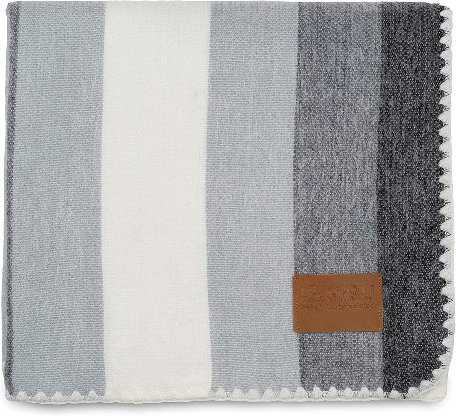 Alpaca Wool Blanket – Sea Foam Stripe