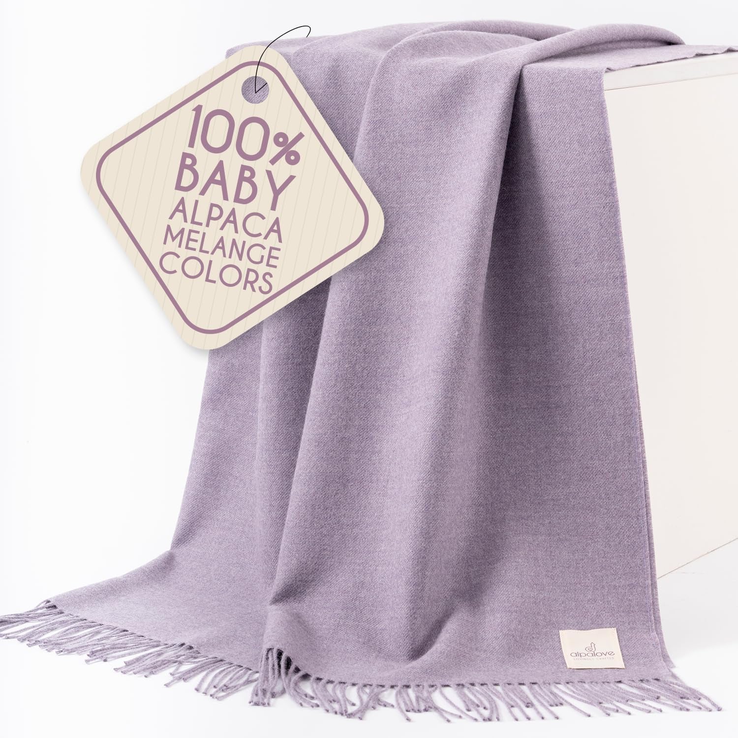 Alpaca Wool Throw Blanket – Herringbone Design