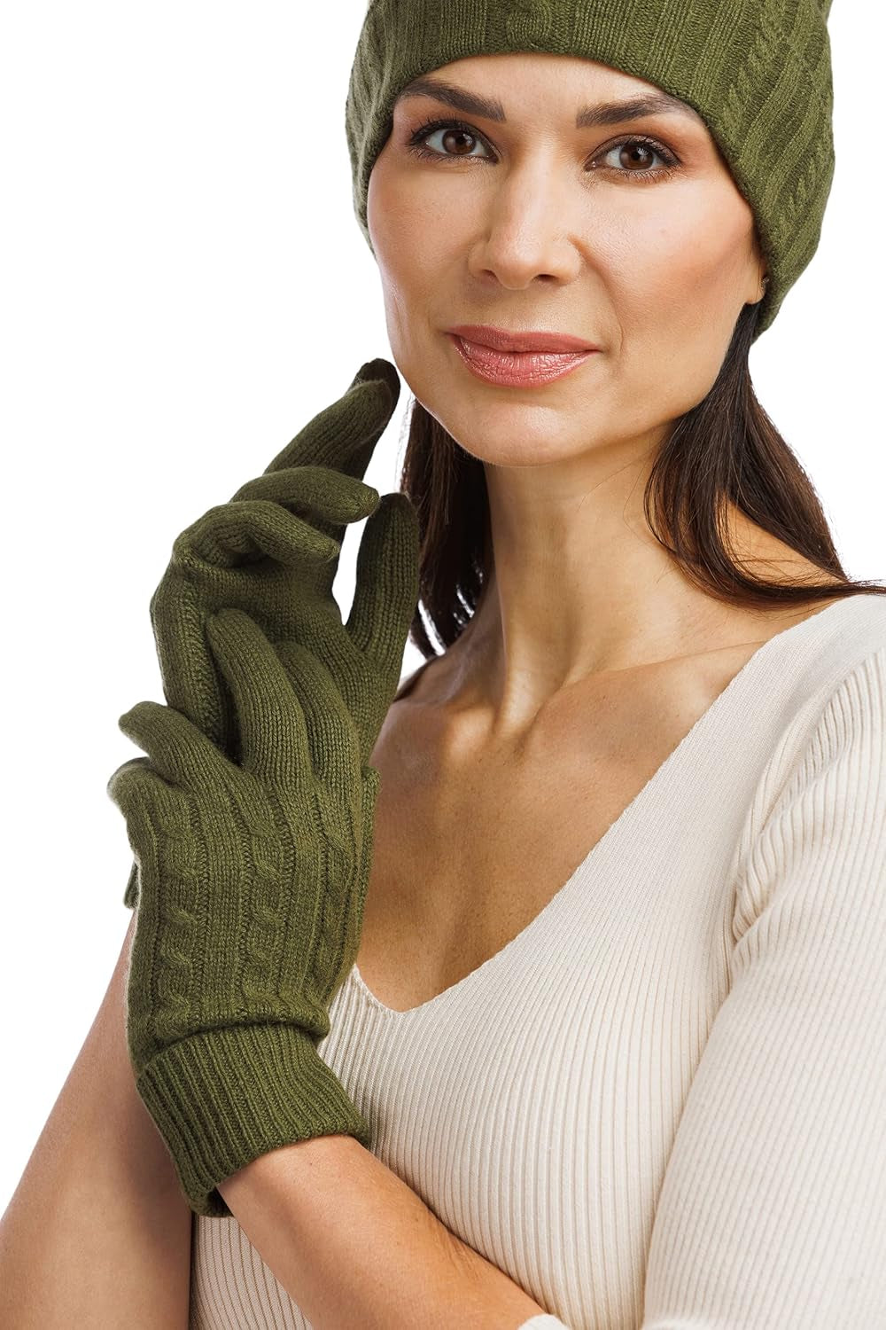 Women's Cashmere Gloves – Olive