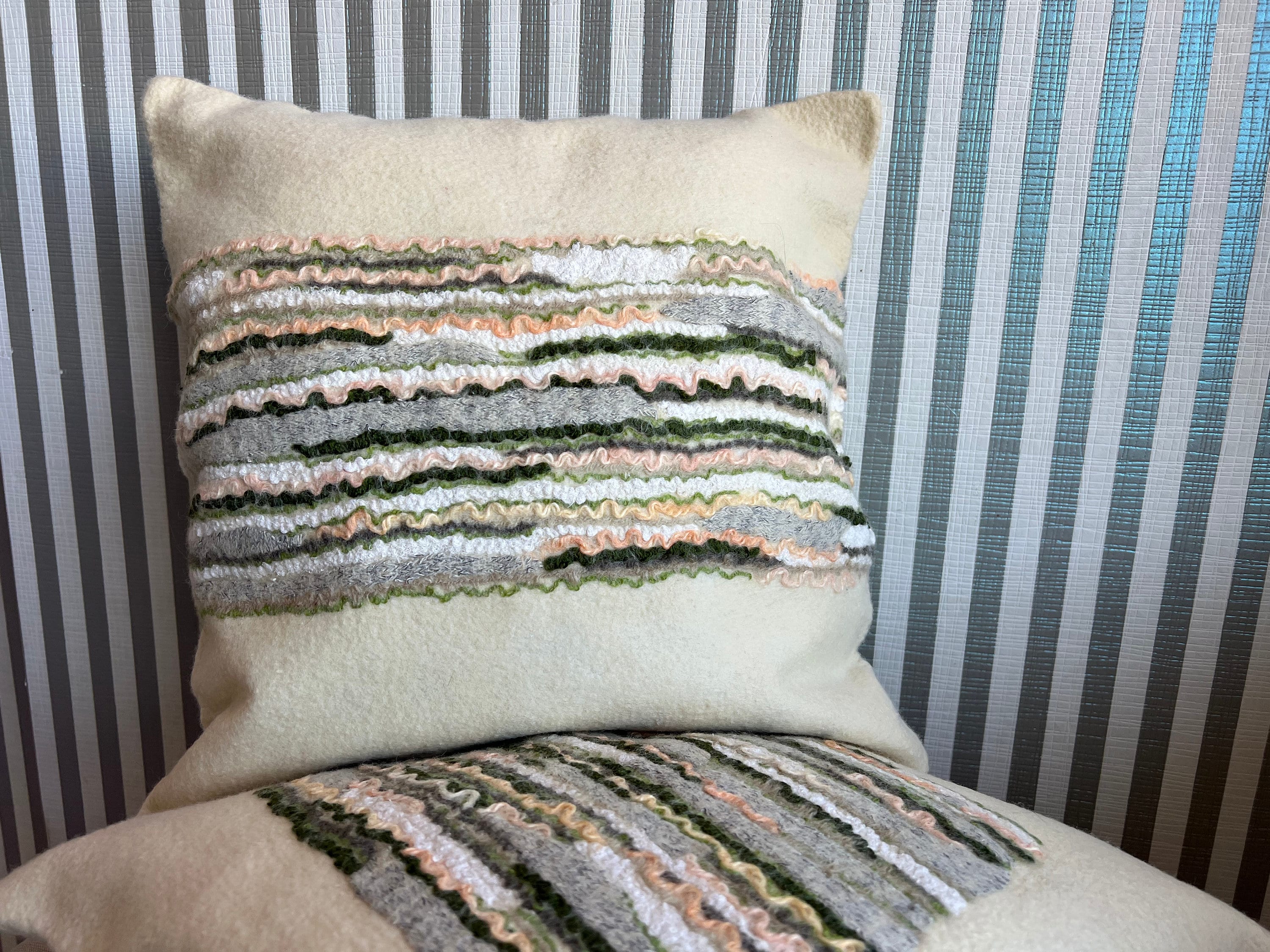 Merino Wool Pillow Cover – Textural Stripes