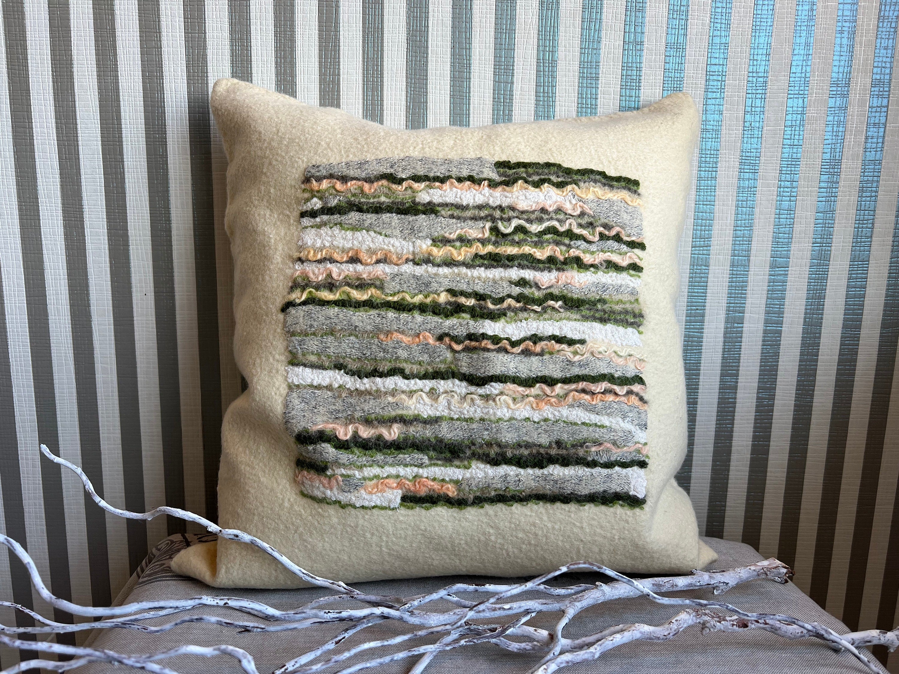 Merino Wool Pillow Cover – Textural Stripes