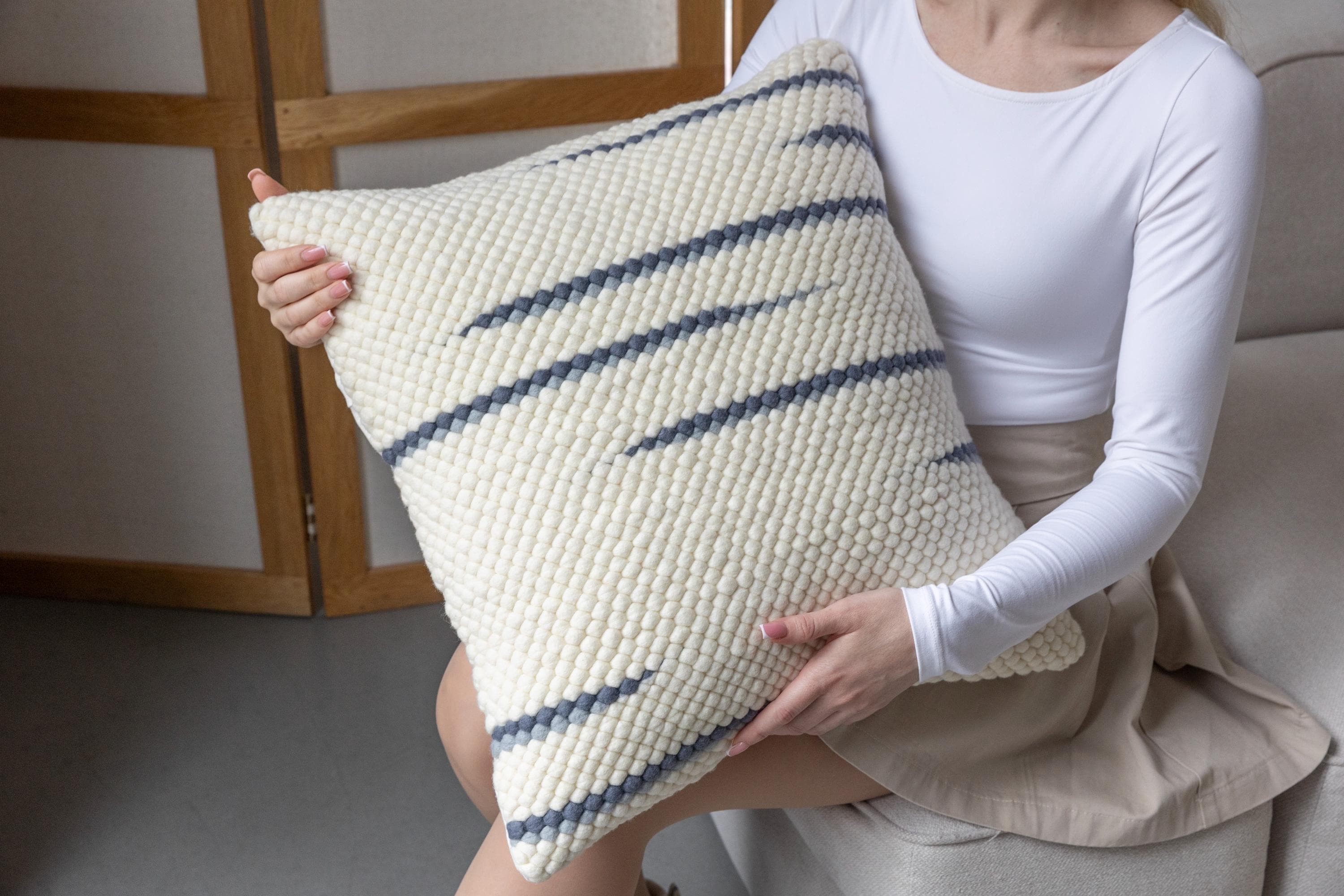Merino Pillow Cover – Soft Blue Minimalist Accent