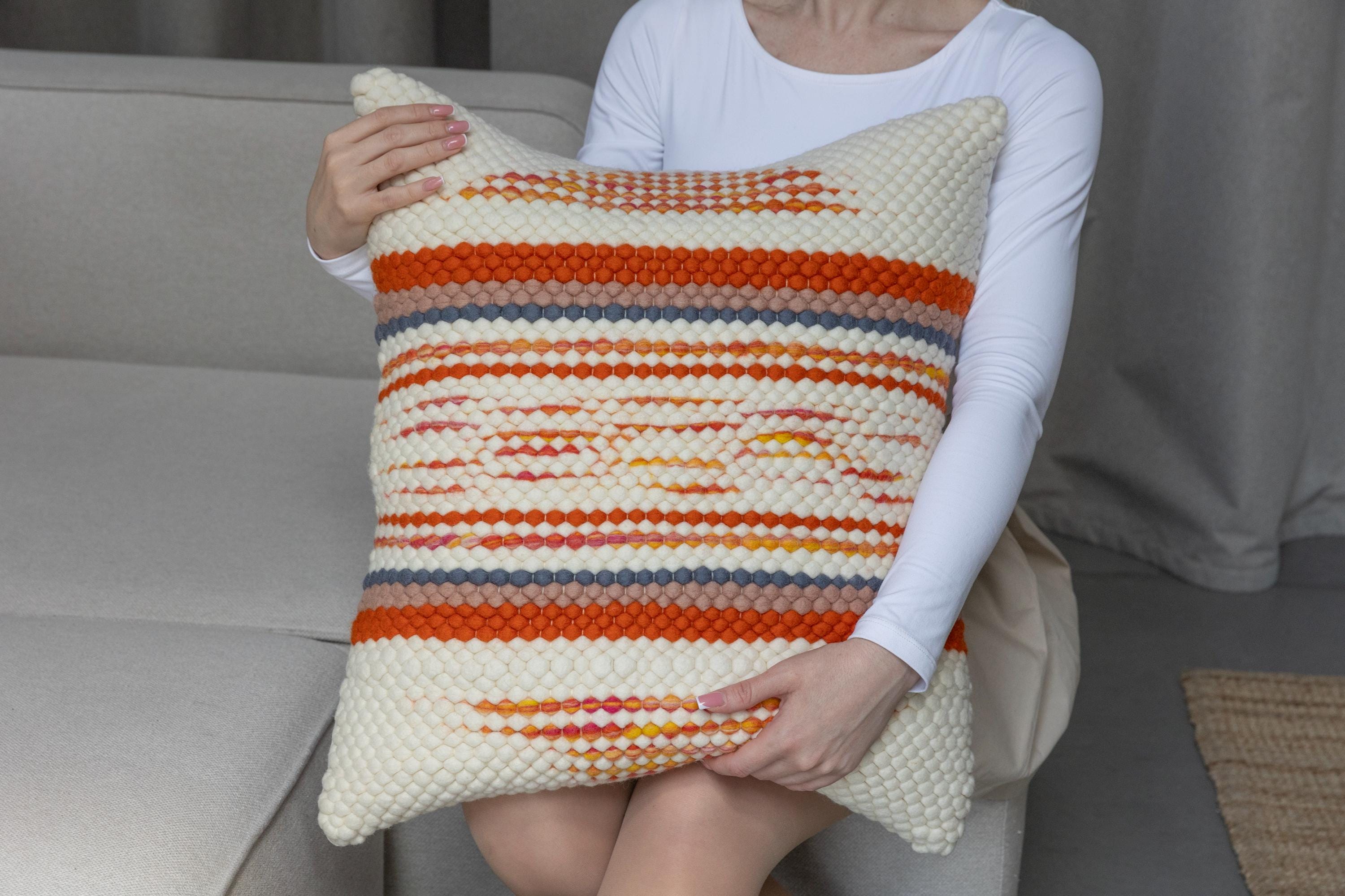 Handwoven Merino Pillow Cover – Textured