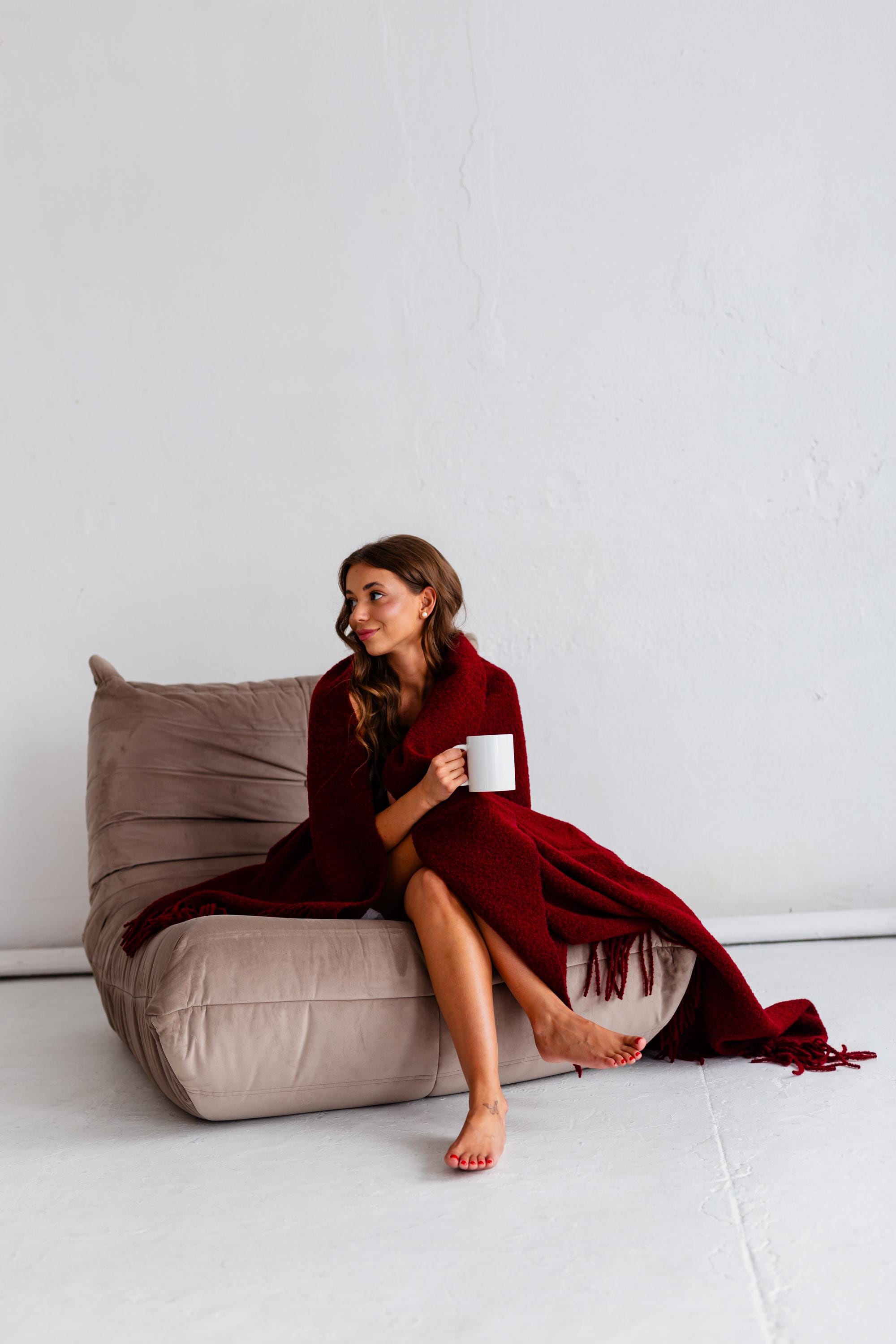 Merino Sofa Throw – Wine Burgundy