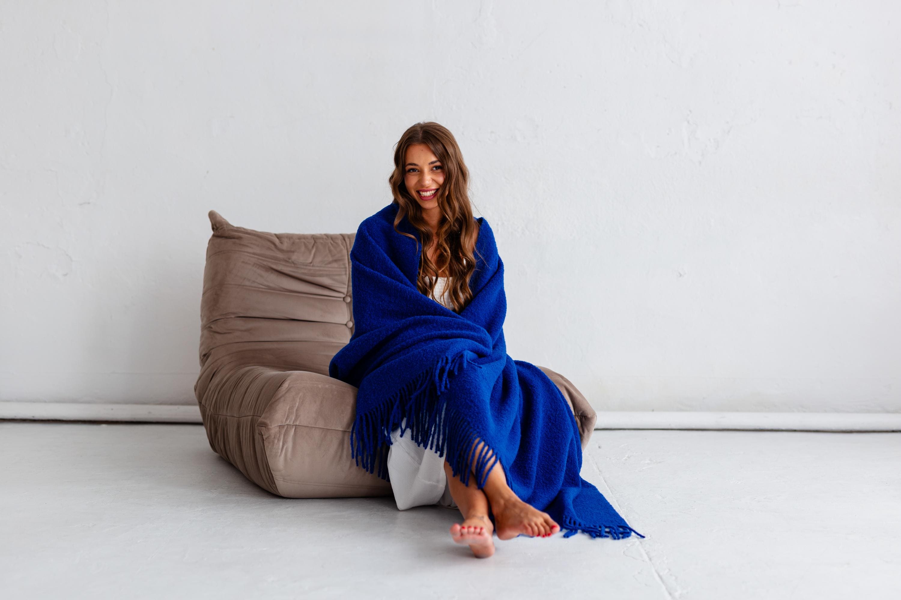 Merino Sofa Throw – Ocean Blue