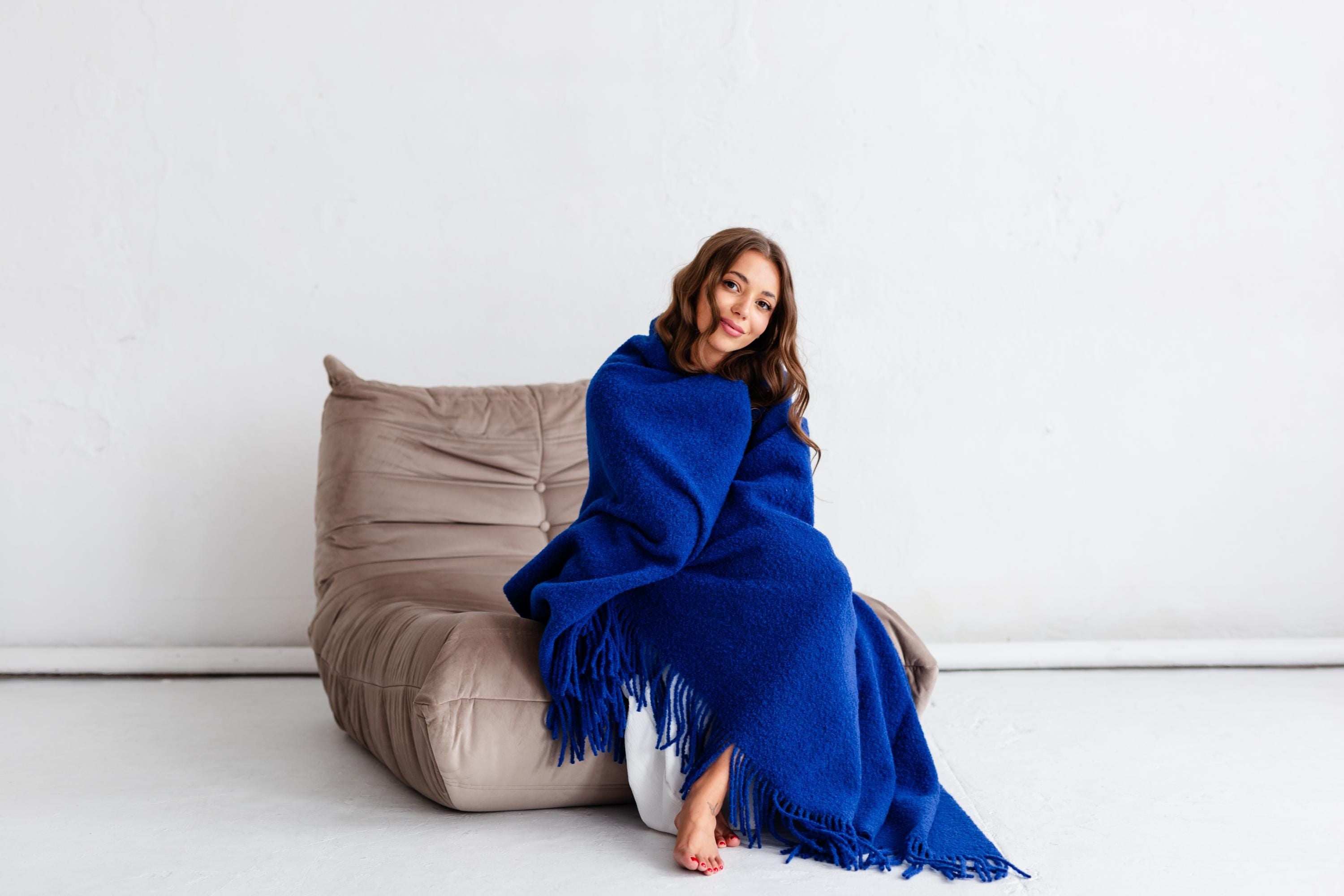 Merino Sofa Throw – Ocean Blue