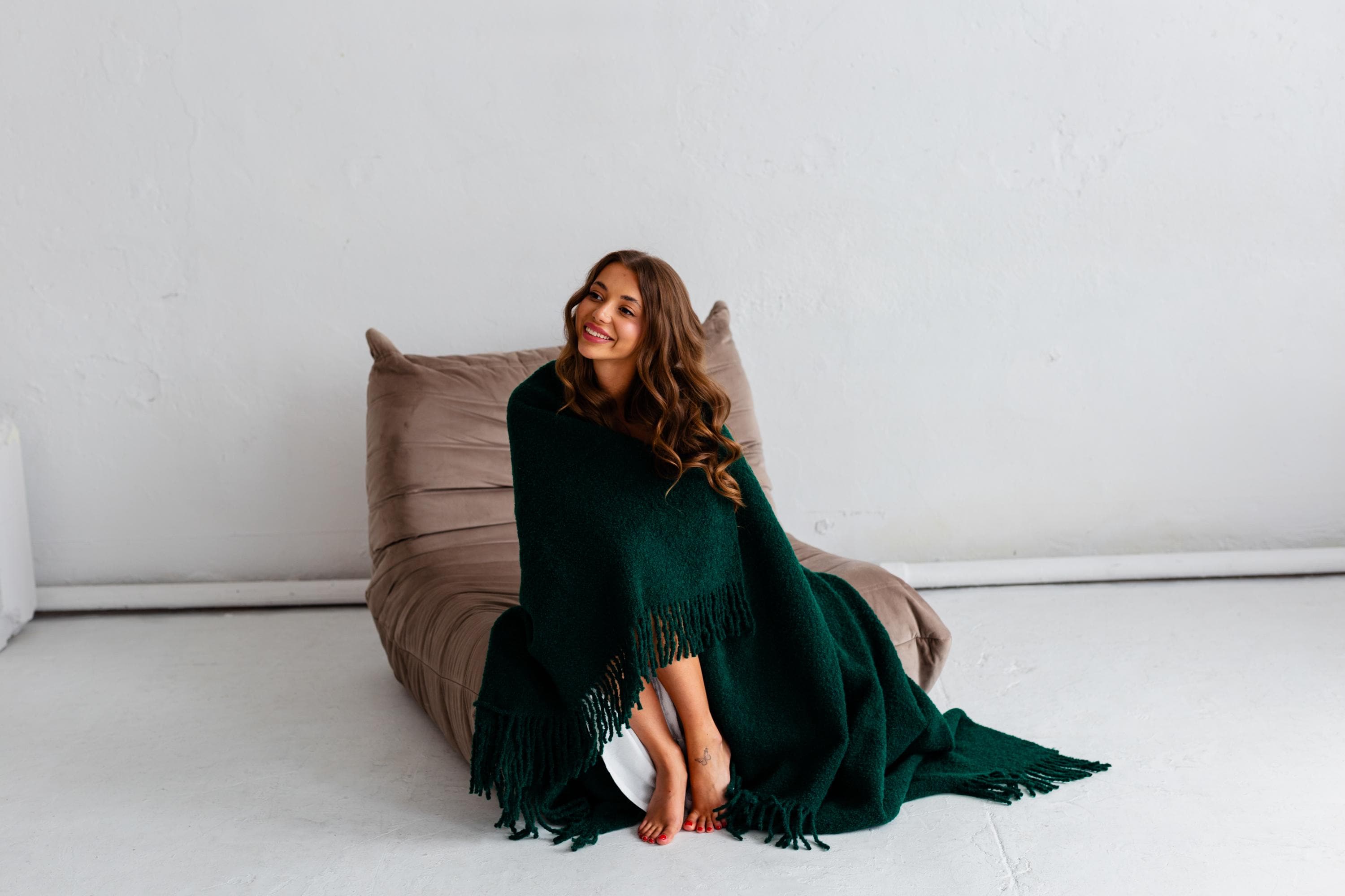 Merino Sofa Throw – Bottle Green