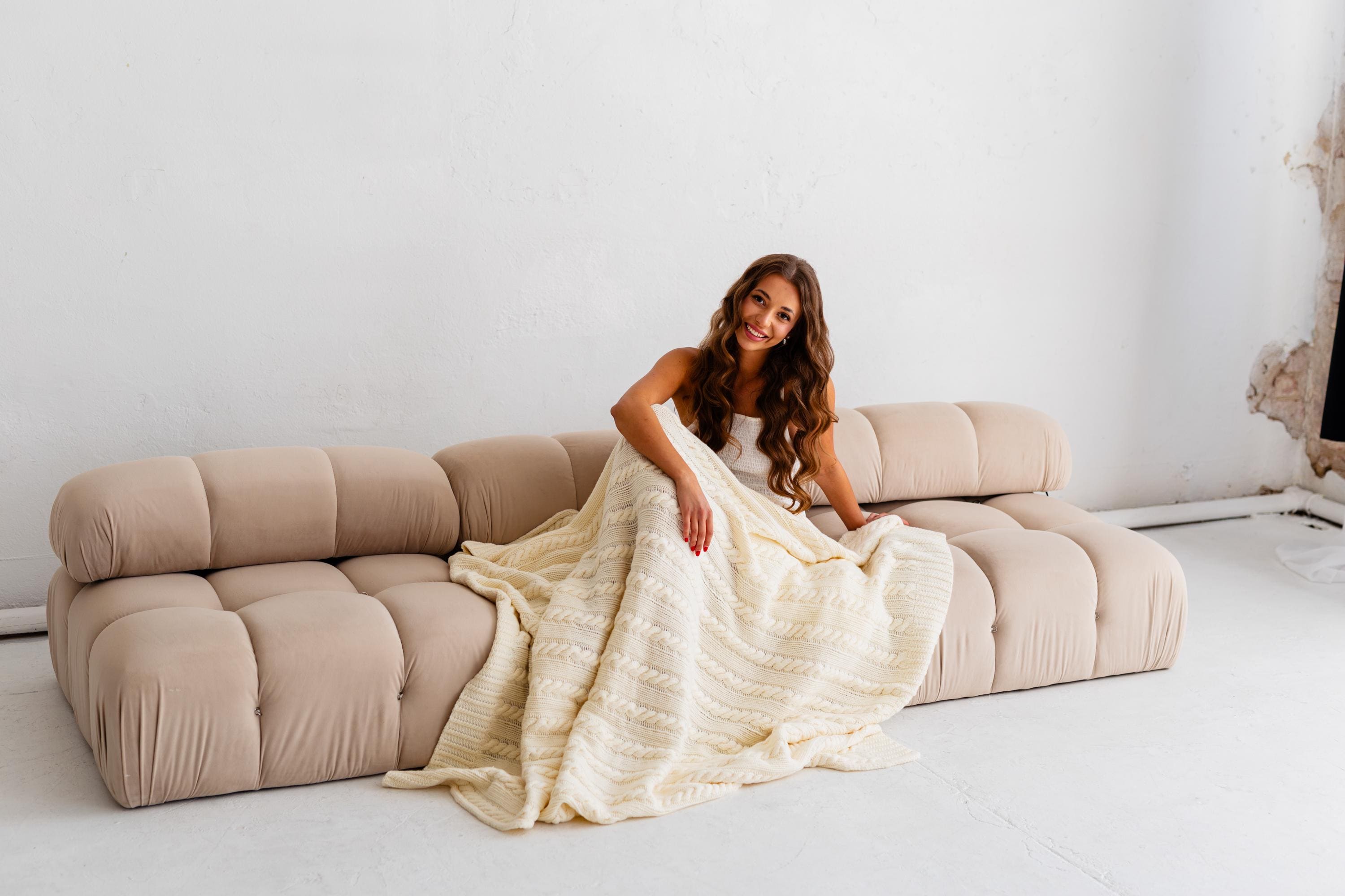 Merino Sofa Throw – Cream Vanilla