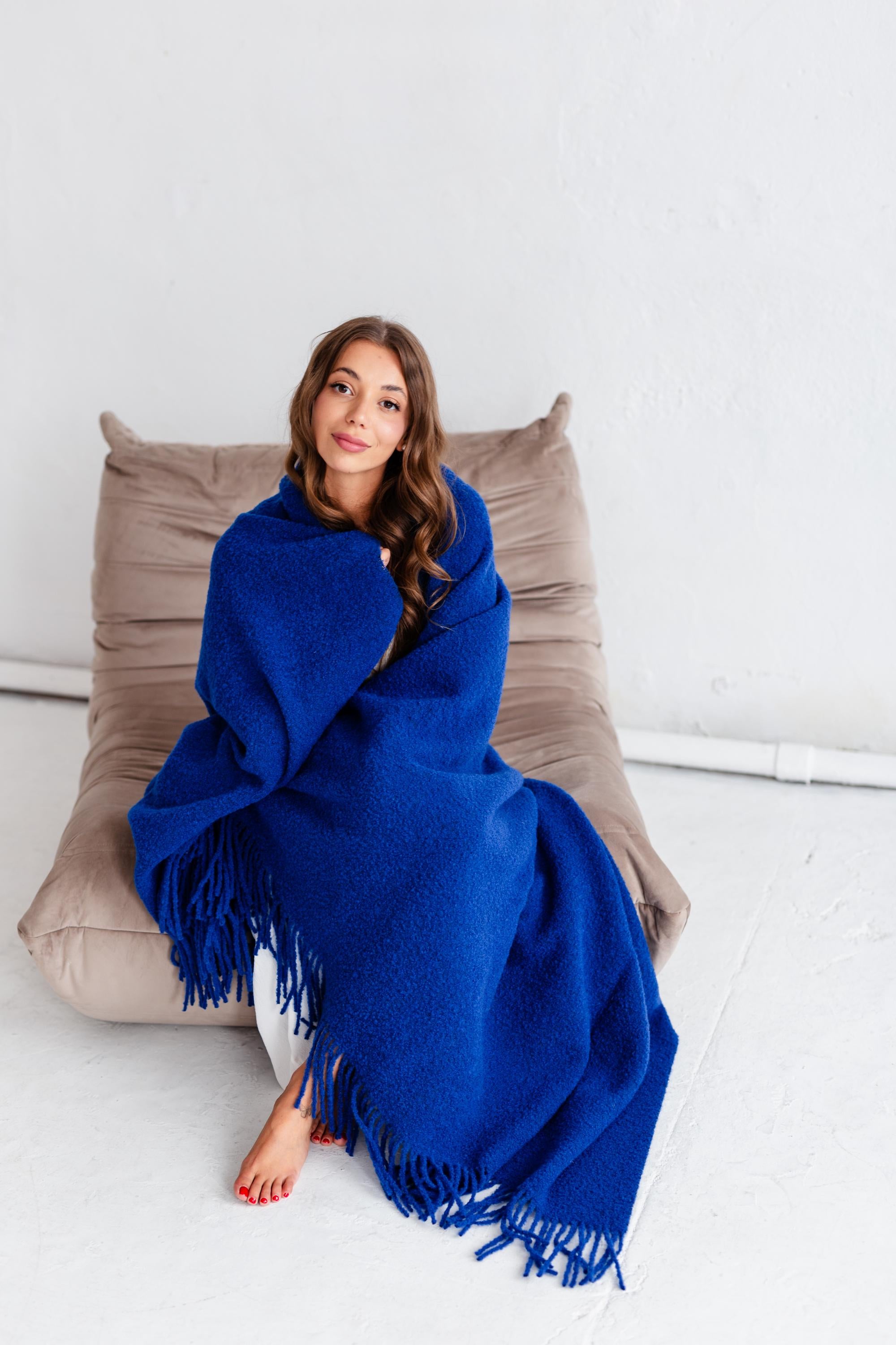 Merino Sofa Throw – Ocean Blue