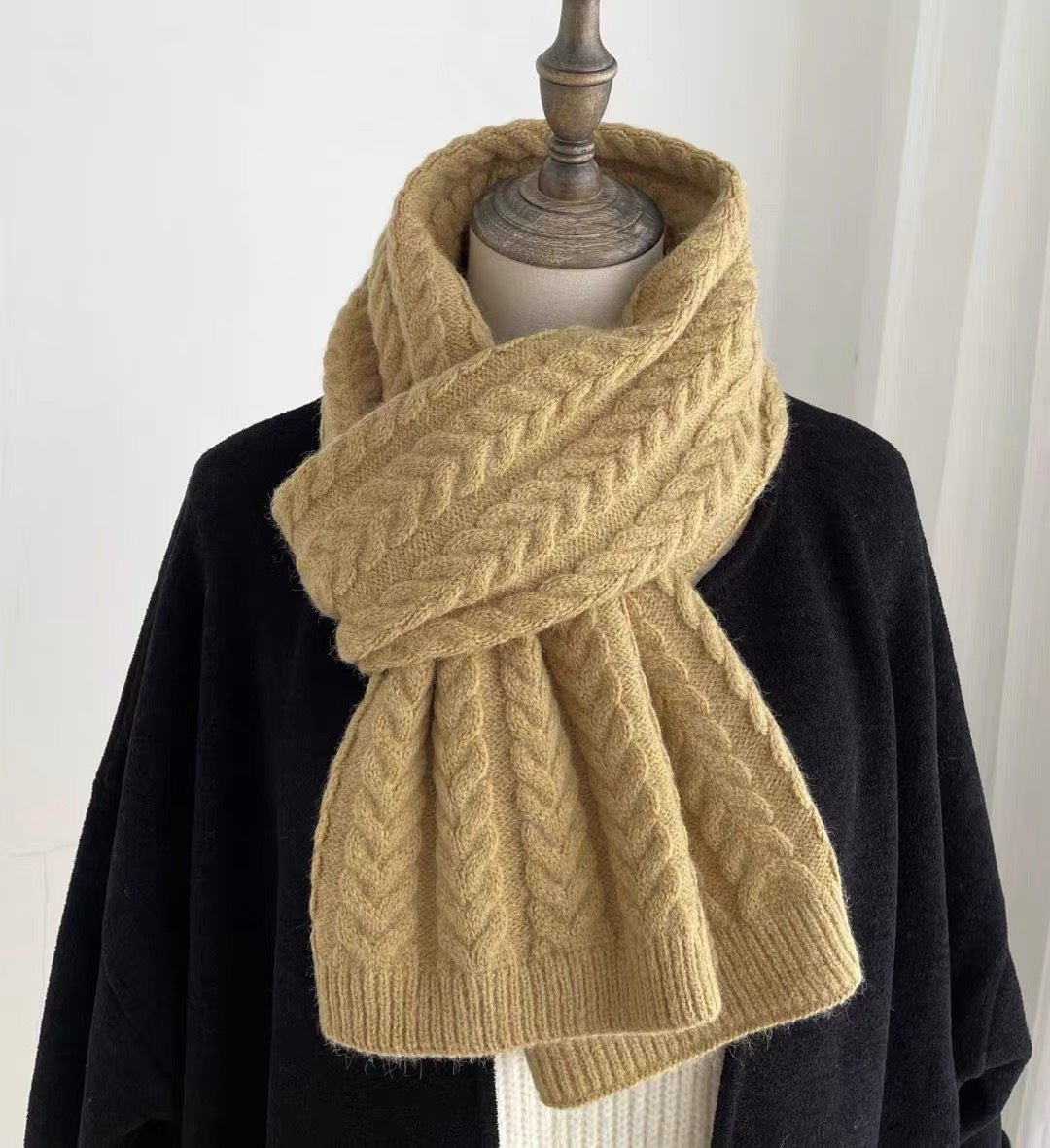 Korean Version Of Solid Color Knitted Wool Warm Scarf In Winter - Alpaca House