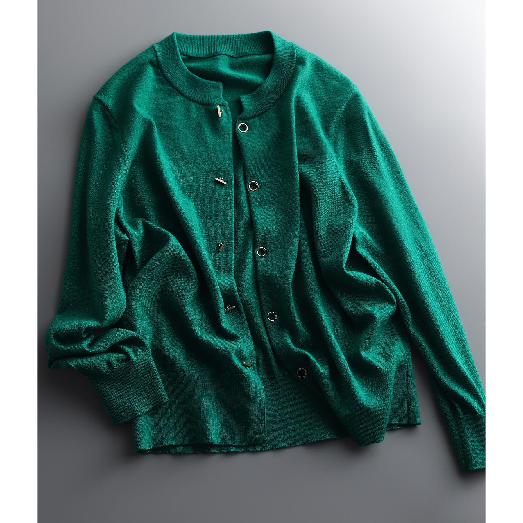 Metal Buckle Lazy Wool Coat Knitted Cardigan Thin Women - Alpaca House