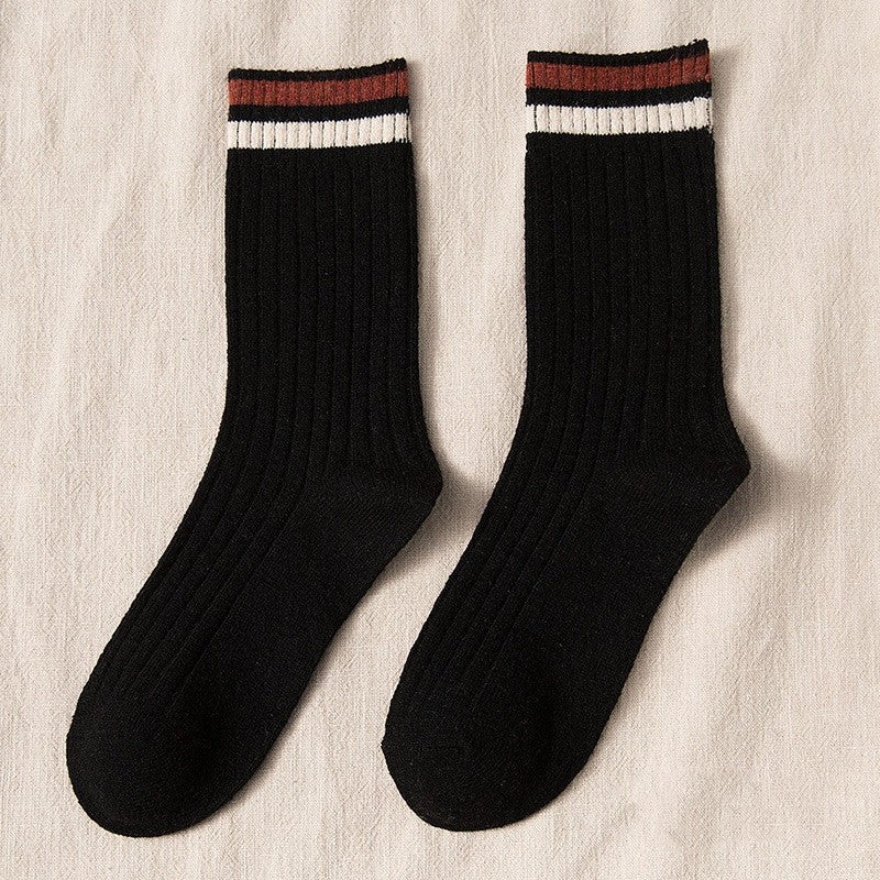 Women's Thickened Color Contrast Simple Wool Socks - Alpaca House