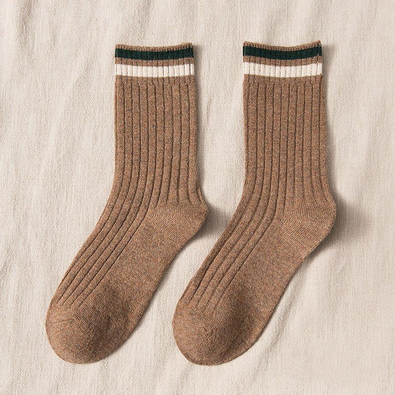 Women's Thickened Color Contrast Simple Wool Socks - Alpaca House
