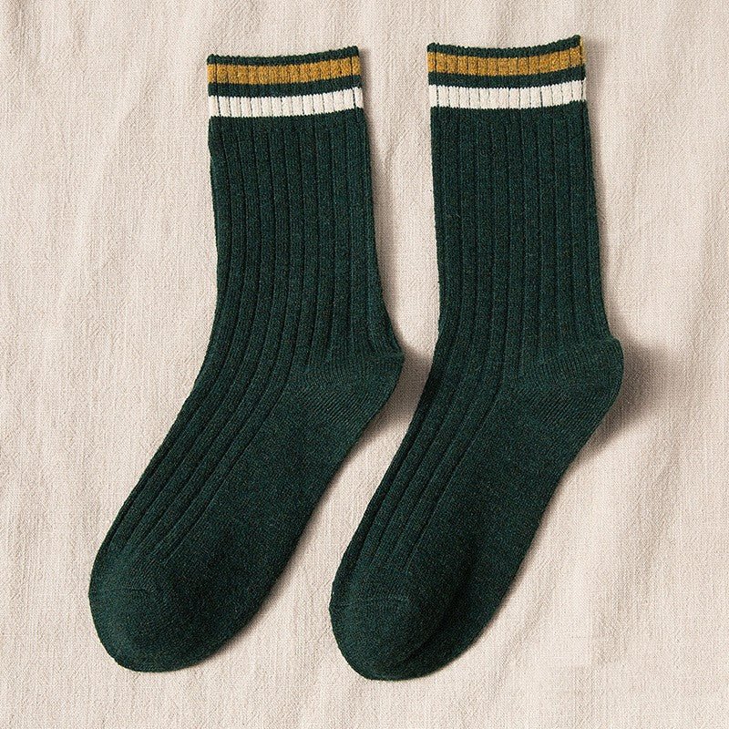 Women's Thickened Color Contrast Simple Wool Socks - Alpaca House