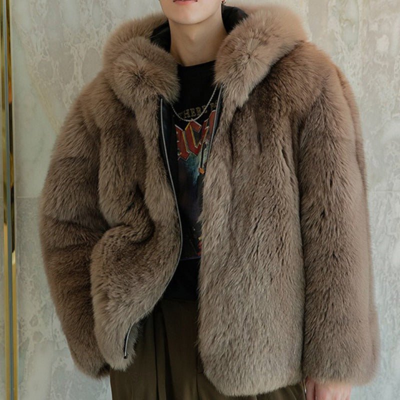 Wool Hooded Coat with Fleece Thickened Winter Warmth for Men's Comfort - Alpaca House